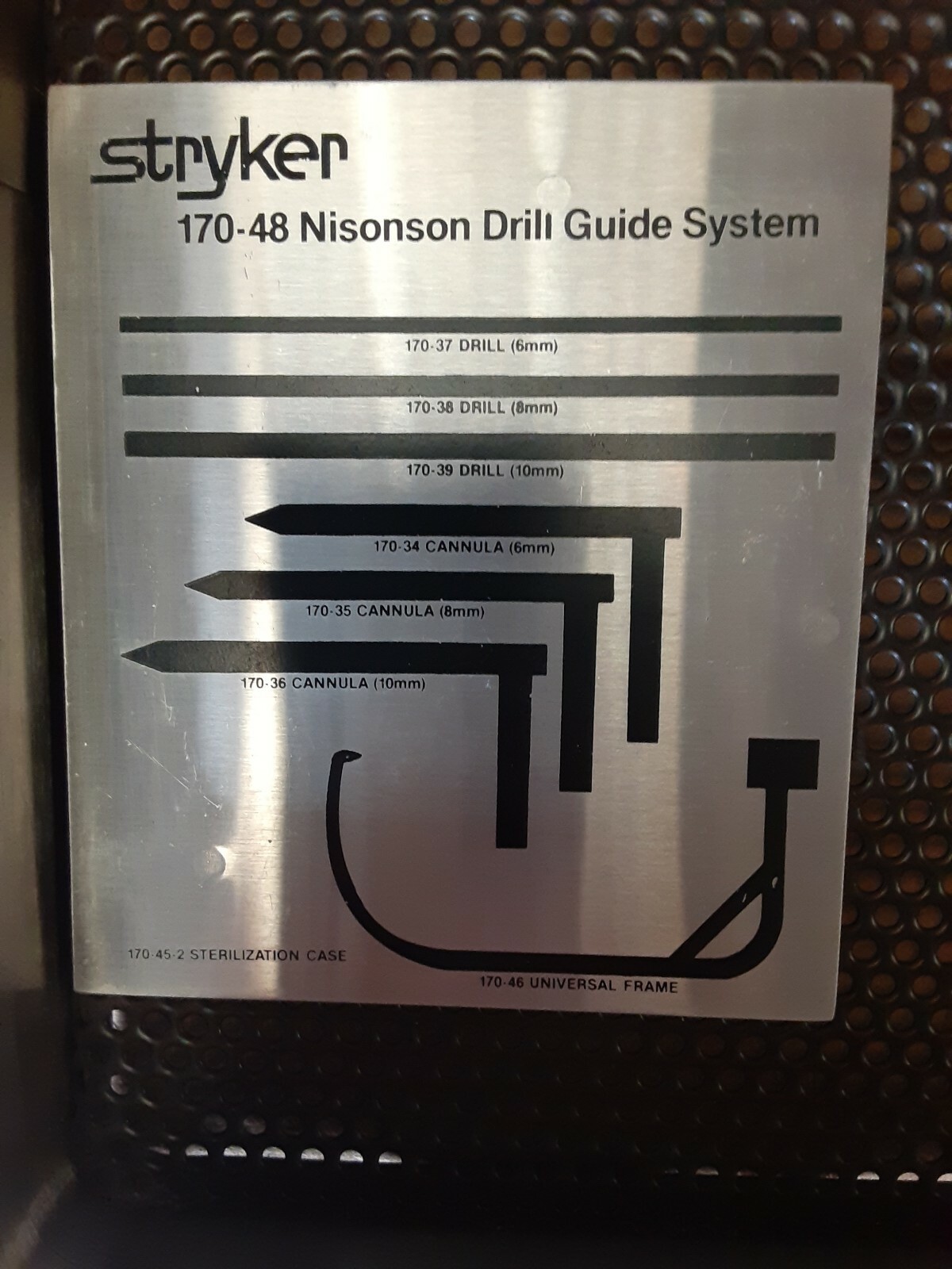 Stryker Product No 170-45 – 2 Nisonson drill Guide Sterilization Case only