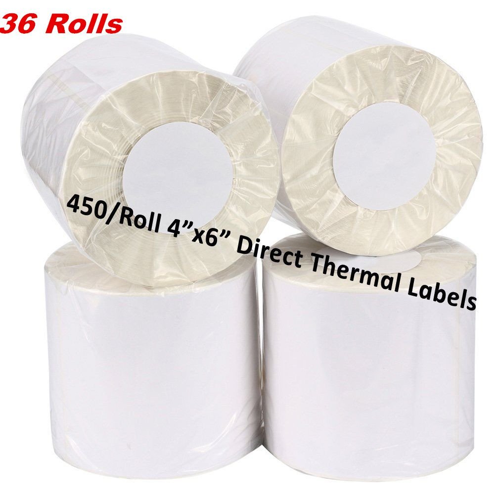 36 Rolls Direct Thermal Shipping Labels 4×6 450/Roll For Zebra Eltron 2844 ZP450