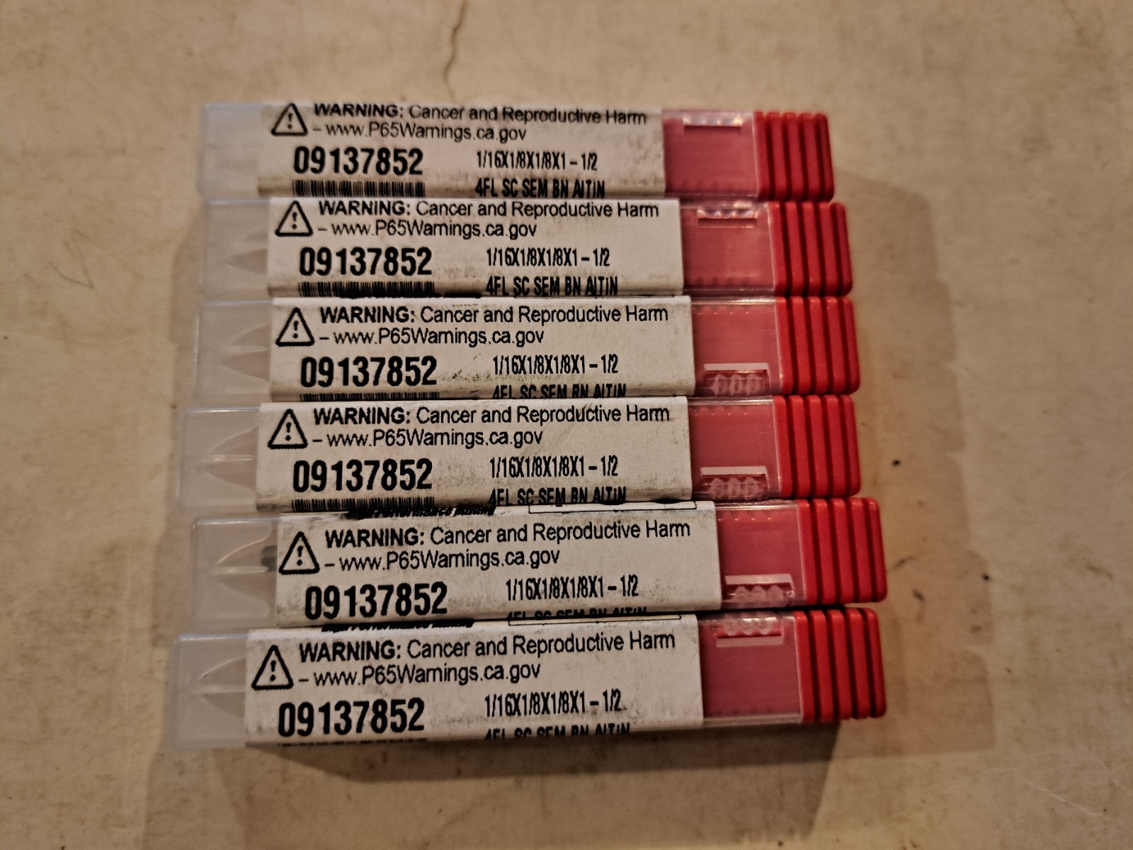 6 Piece Lot 1/16 Dia 4 FluteCarbide Ballnose Endmills Accupro 09137852