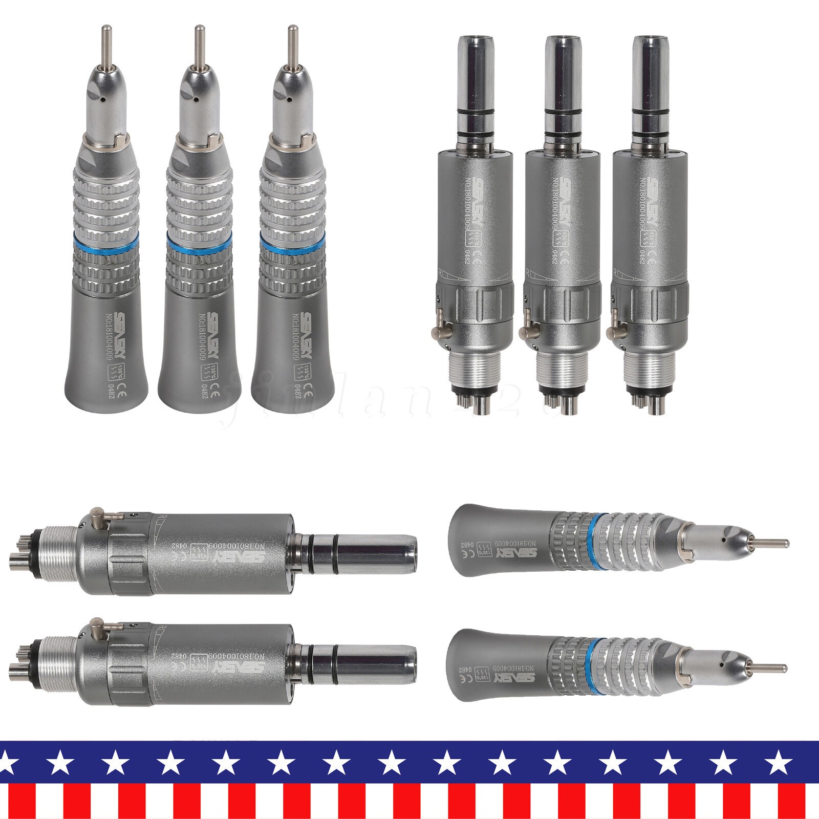 Dental Slow Speed Handpiece Contra Angle/Straight /Air Motor 4Hole NSK Style NEW