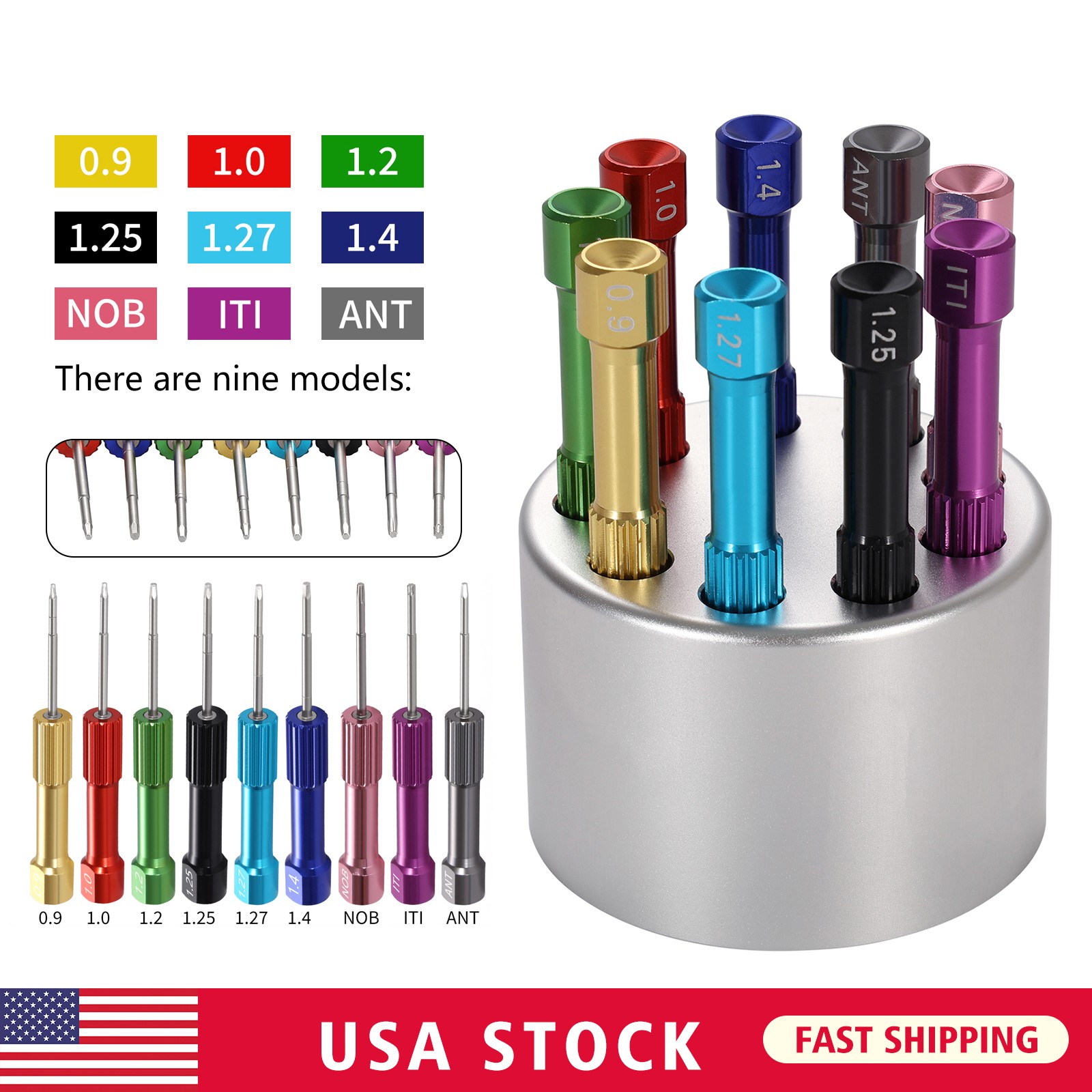 Dental Lab Stainless Steel Implant Screw Driver 9pc/set Dentistry Tool Kit