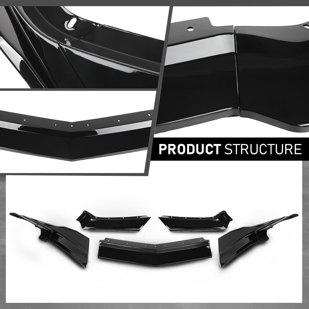 Front Bumper Lip Splitter Compatible Chevy Corvette C8 All Model 2020-2024 Black