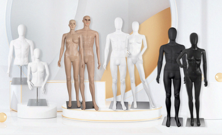 Male Half Body Mannequin with Adjustable Metal Stand for Retail Display, White
