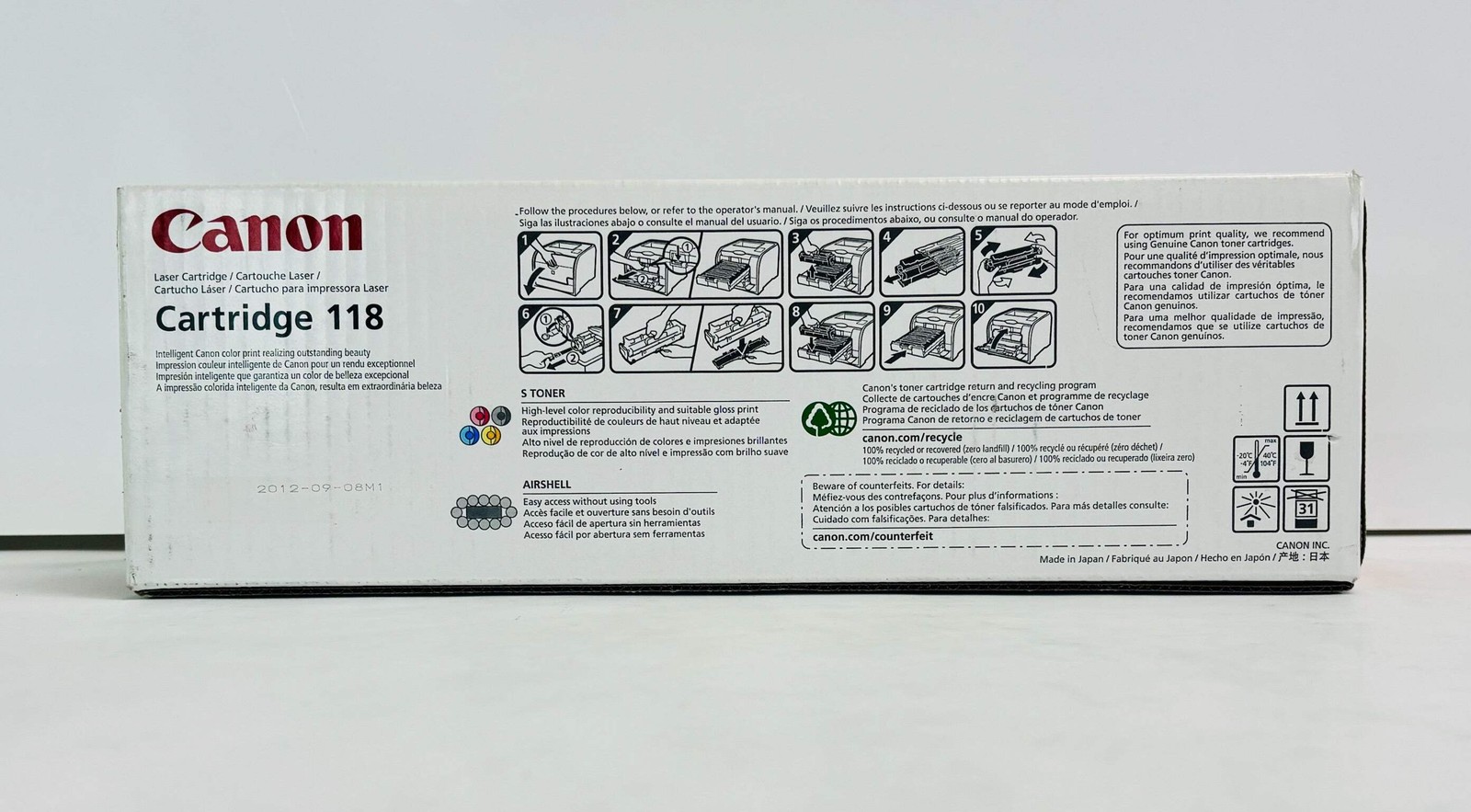 Genuine Canon LBP7200Cdn,MF729Cdw Cyan Toner Cartridge 118, 2661B001, 2661B001AA