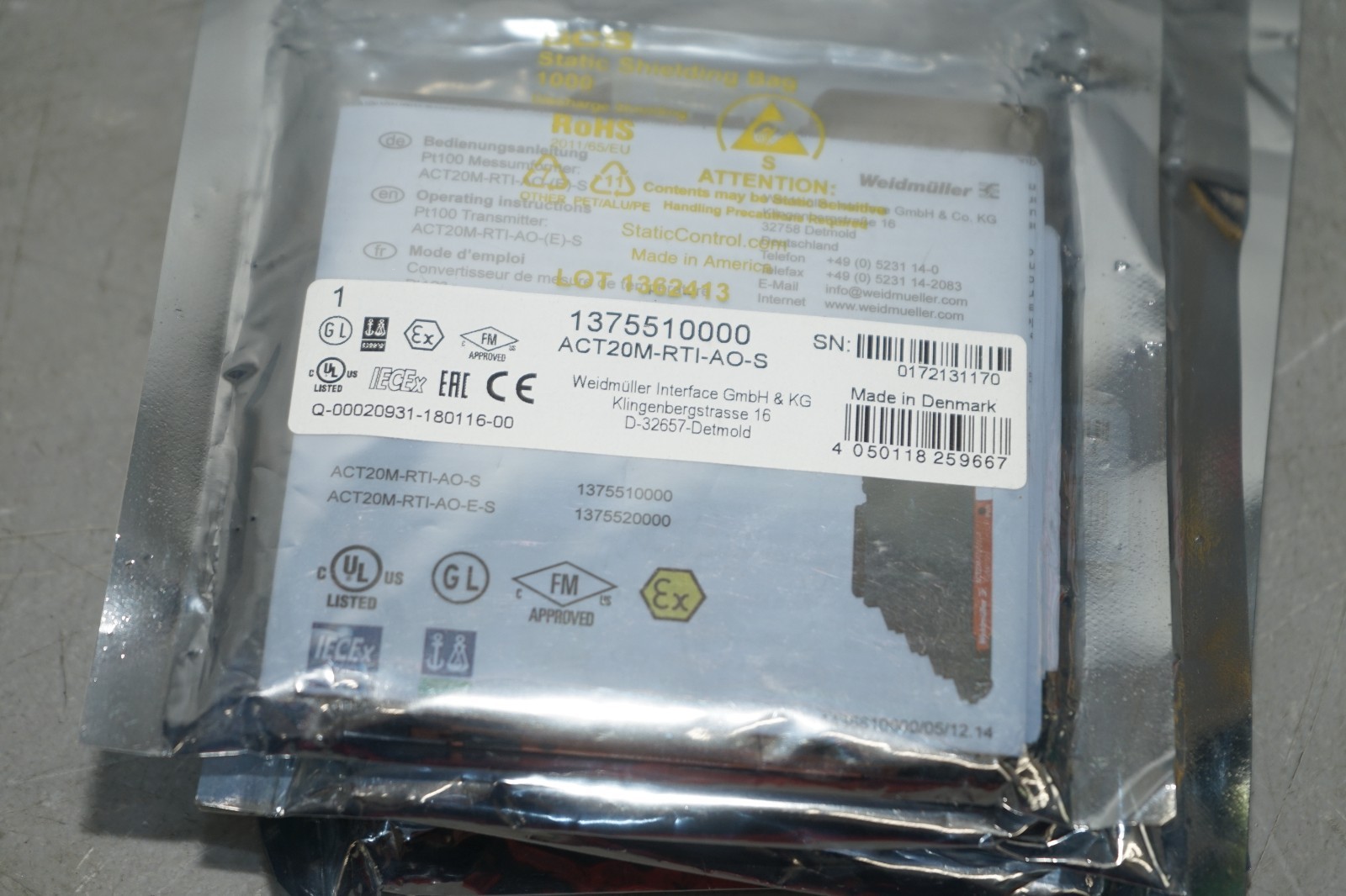 ^ Weidmüller ACT20M-RTI-AO-S Signal Isolator/Transmitter 1375510000 #X5193
