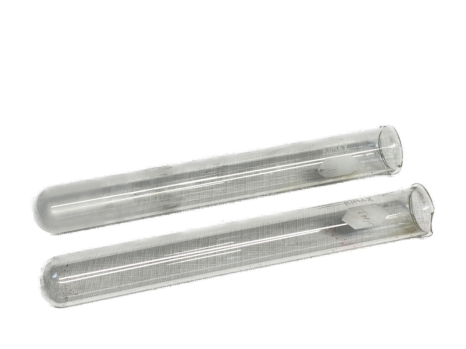 (2) KIMAX KIMBLE Glass 75mL Reuseable Plain Test Tubes 25mm OD x 200mm Length B