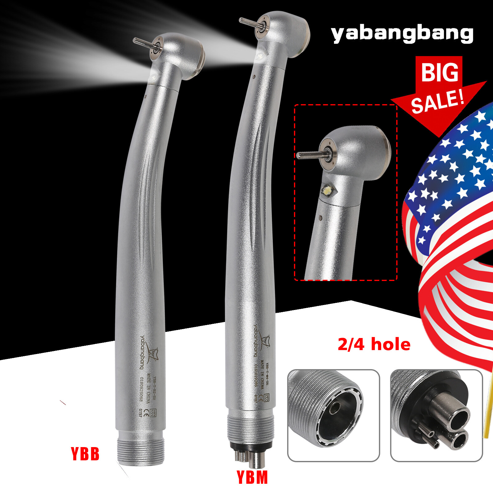Dental LED E-generator Fiber Optic High Speed Handpiece 2Holes 4-Holes FDA