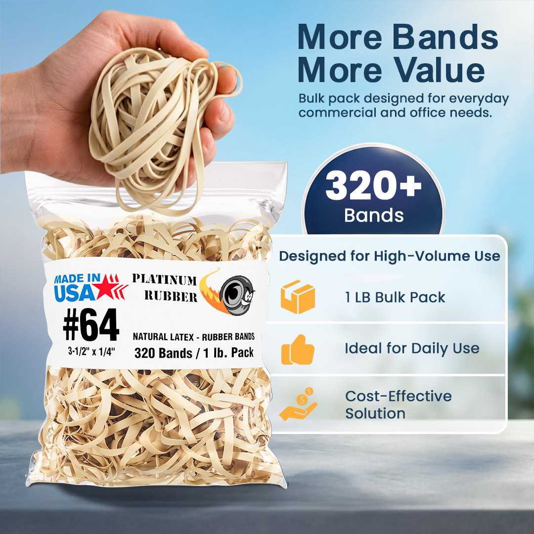 Bulk 5 Pounds – Platinum Rubber Bands #26644 Postal Size #64 (3-1/2 x 1/4″)