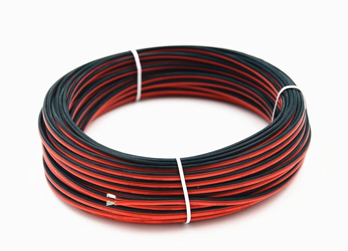 AWG Silicone Electrical Wire 30 Feet [15 ft Black and 15 ft Red] 2 Conductor …