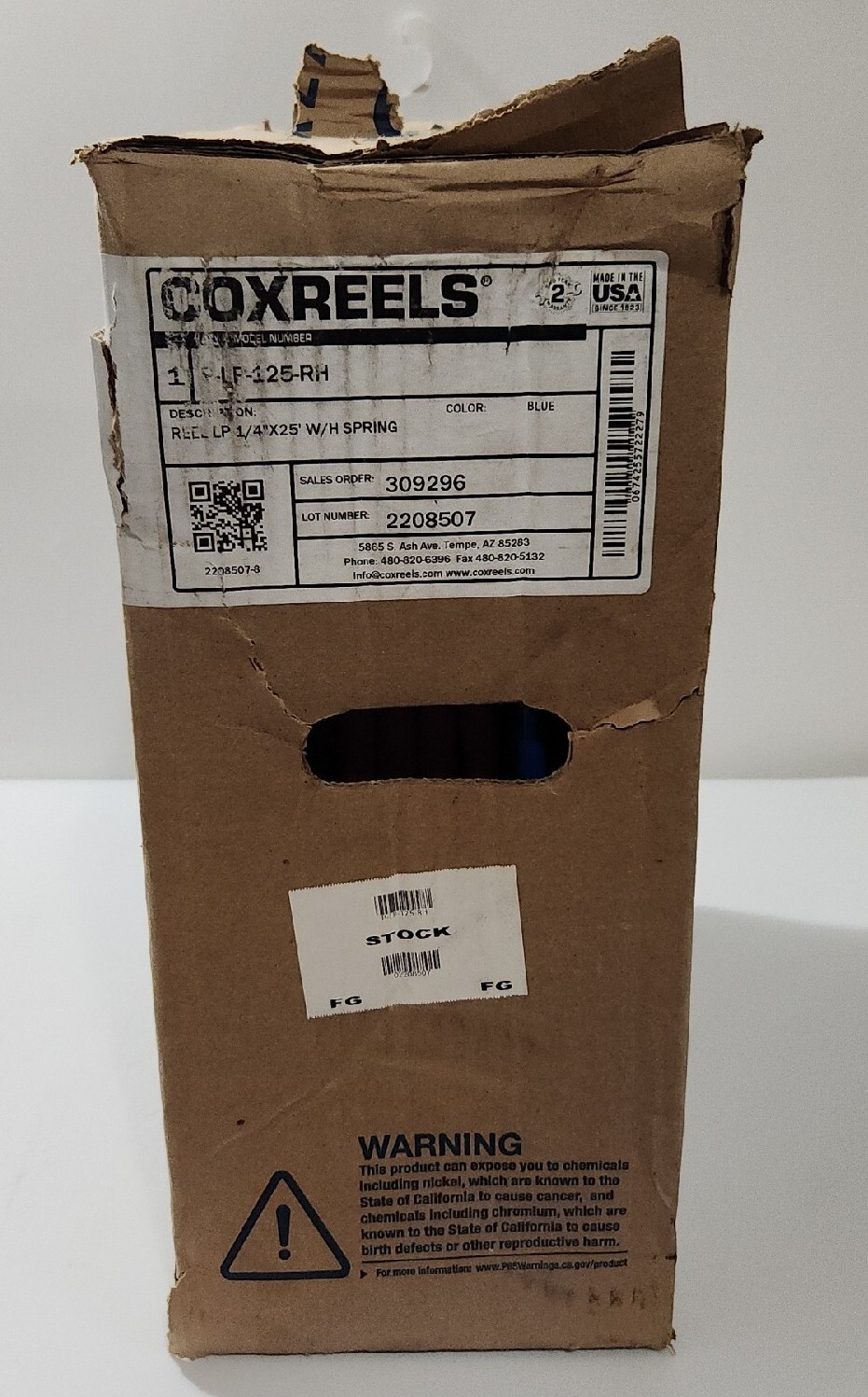 *NEW* Coxreels 1/4″ x 25ft Spring Driven Hose Reel P-LP-125-RH w/ Hose +Warranty