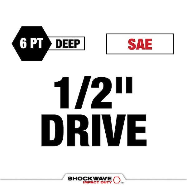 Milwaukee Tool 49-66-6802 15 Pc. Shockwave Impact Duty 1/2 In. Drive Sae Deep