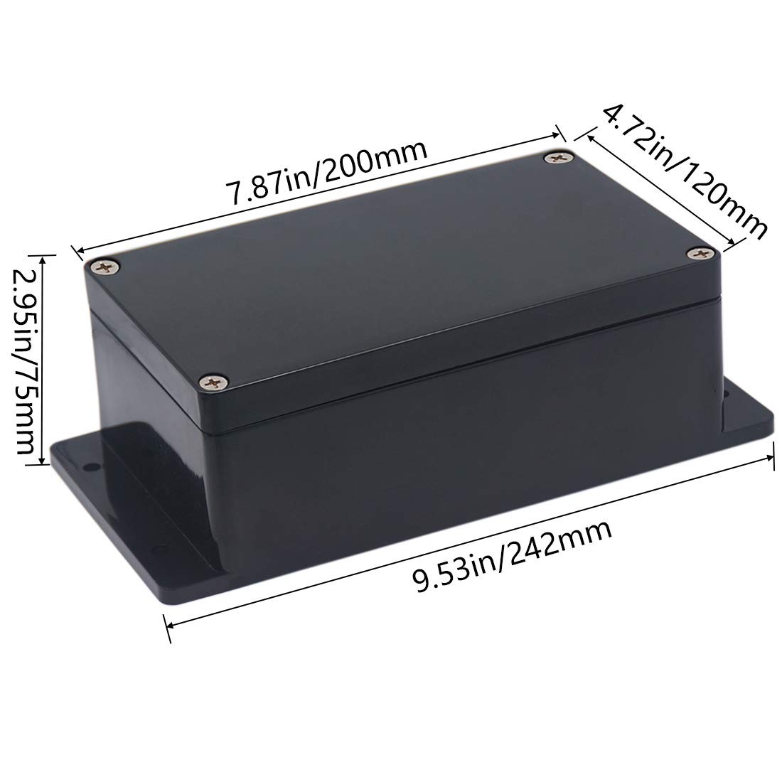 Junction Box IP65 Waterproof ABS Plastic Electrical Project Case Black 7.87×4.72