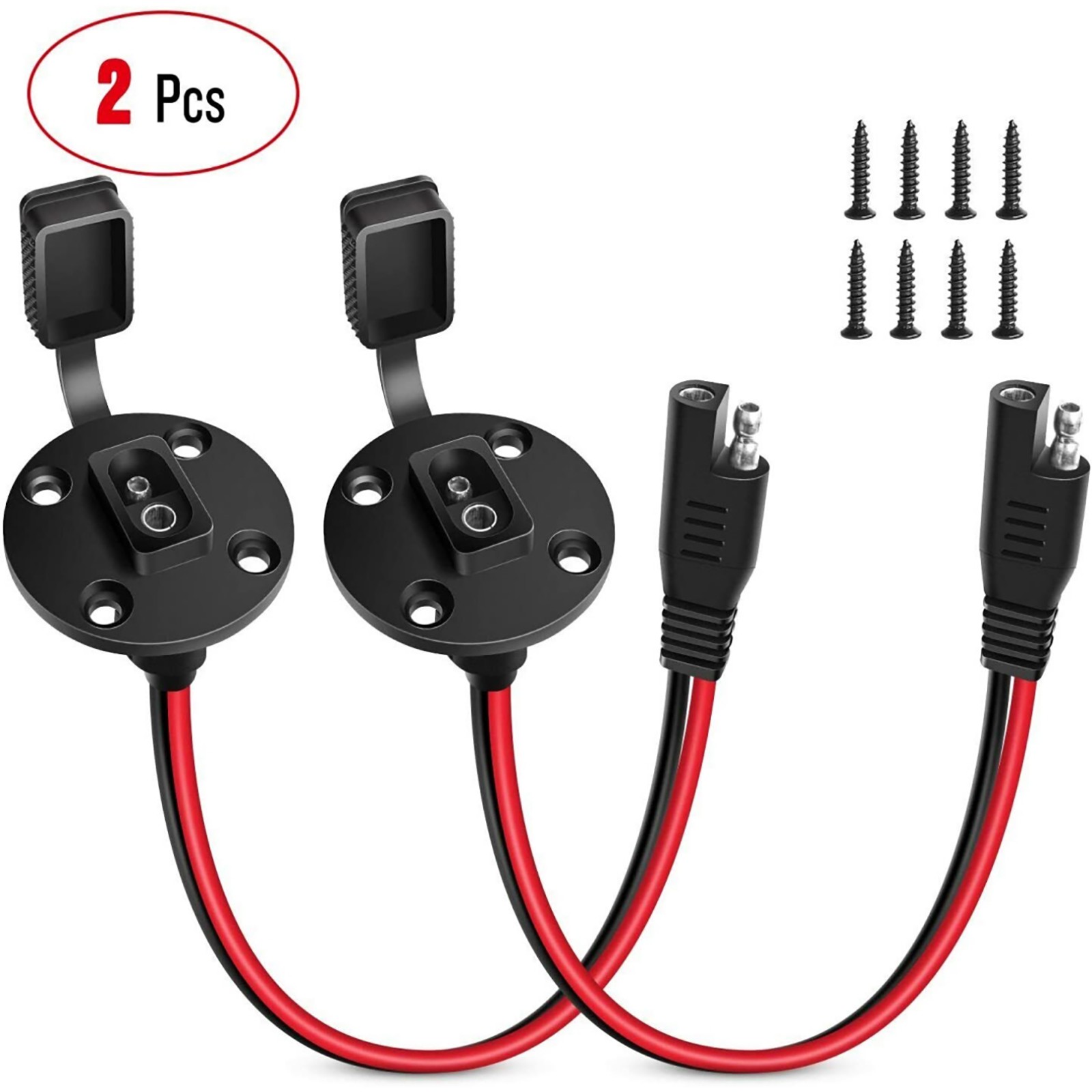 2x SAE Power Socket Sidewall Port Quick Connect Solar Panel Mount Connector 30cm