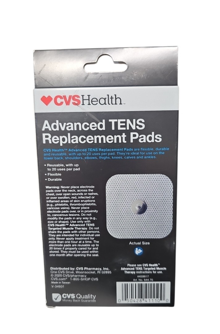 CVS Health Advanced TENS Replacement Pads 4 Reusable Electrode Pads EXP 04-2026