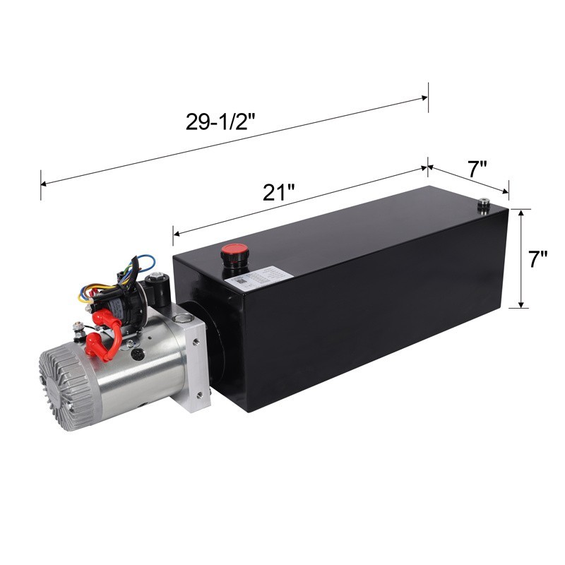 Hydraulic Pump 15 Quart Single Acting Dump Trailer Pump Power Unit 12V DC SAE#6