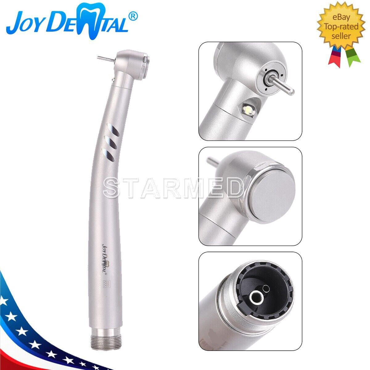 Dental integrate E-generator LED High Speed Handpiece Stainless Body 2Hole Push