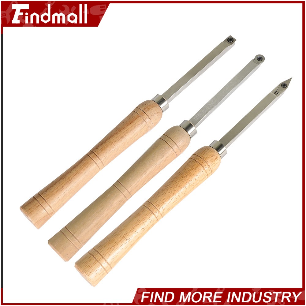 Findmall 3Piece Set Carbide Woodturning Tool Mini Size W/ Comfort Grip Handles