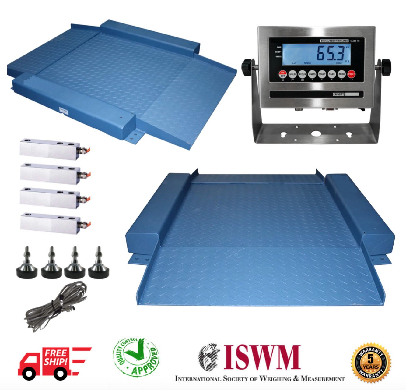 OP-921 NTEP Low Profile Drum scale 3′ x 3′ x 1.5″ 5000lb x 1lb 5 year Warranty