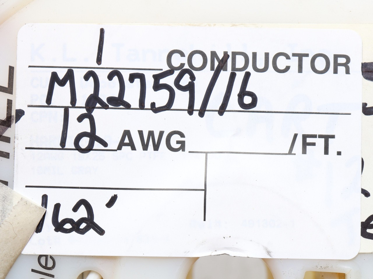 M22759/16-12-9, 12AWG ETFE Tefzel Jacketed Wire, White, 50ft