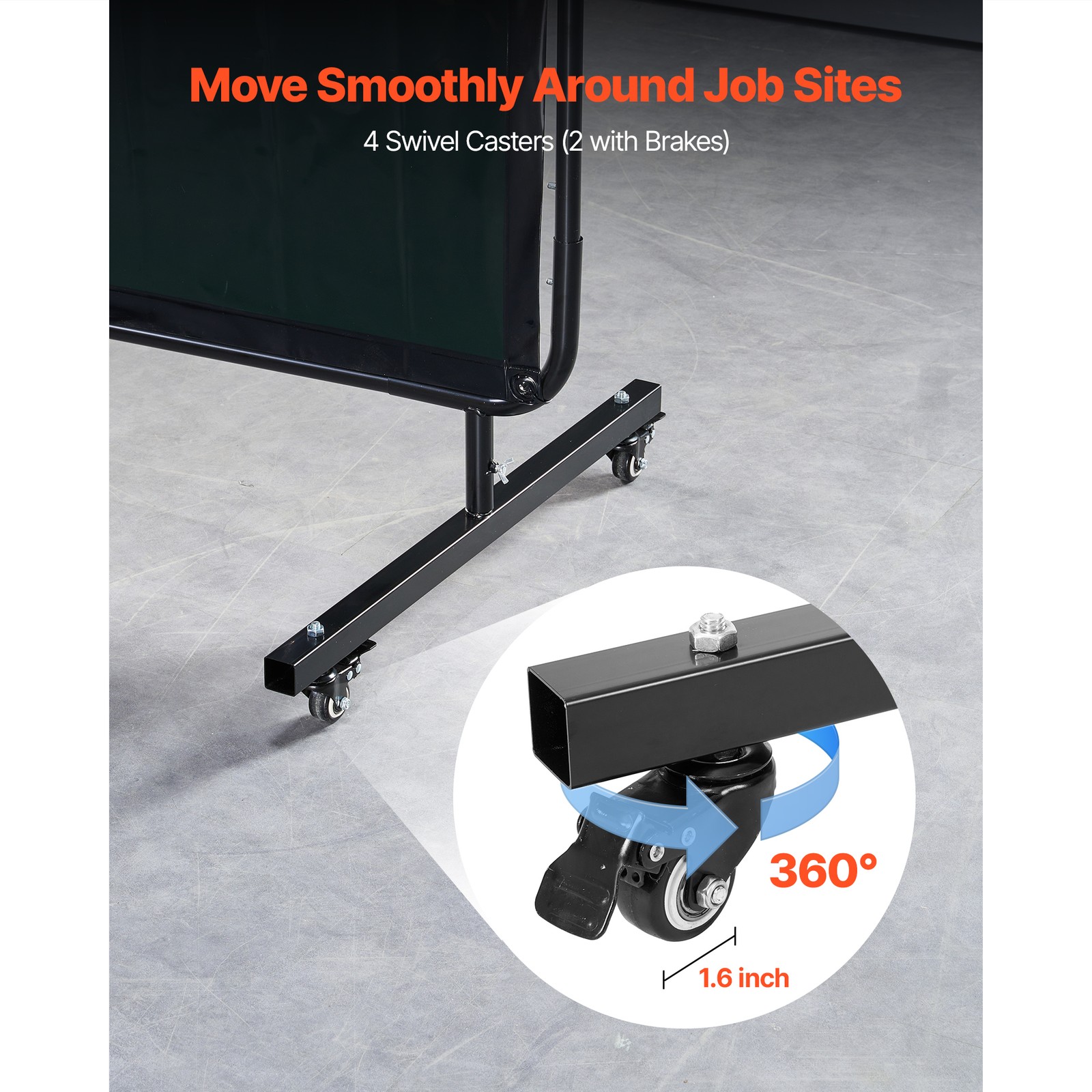 Uimoso 3-Panel Welding Screen with Frame, 6 x 8 FT, Includes 12 Wheels