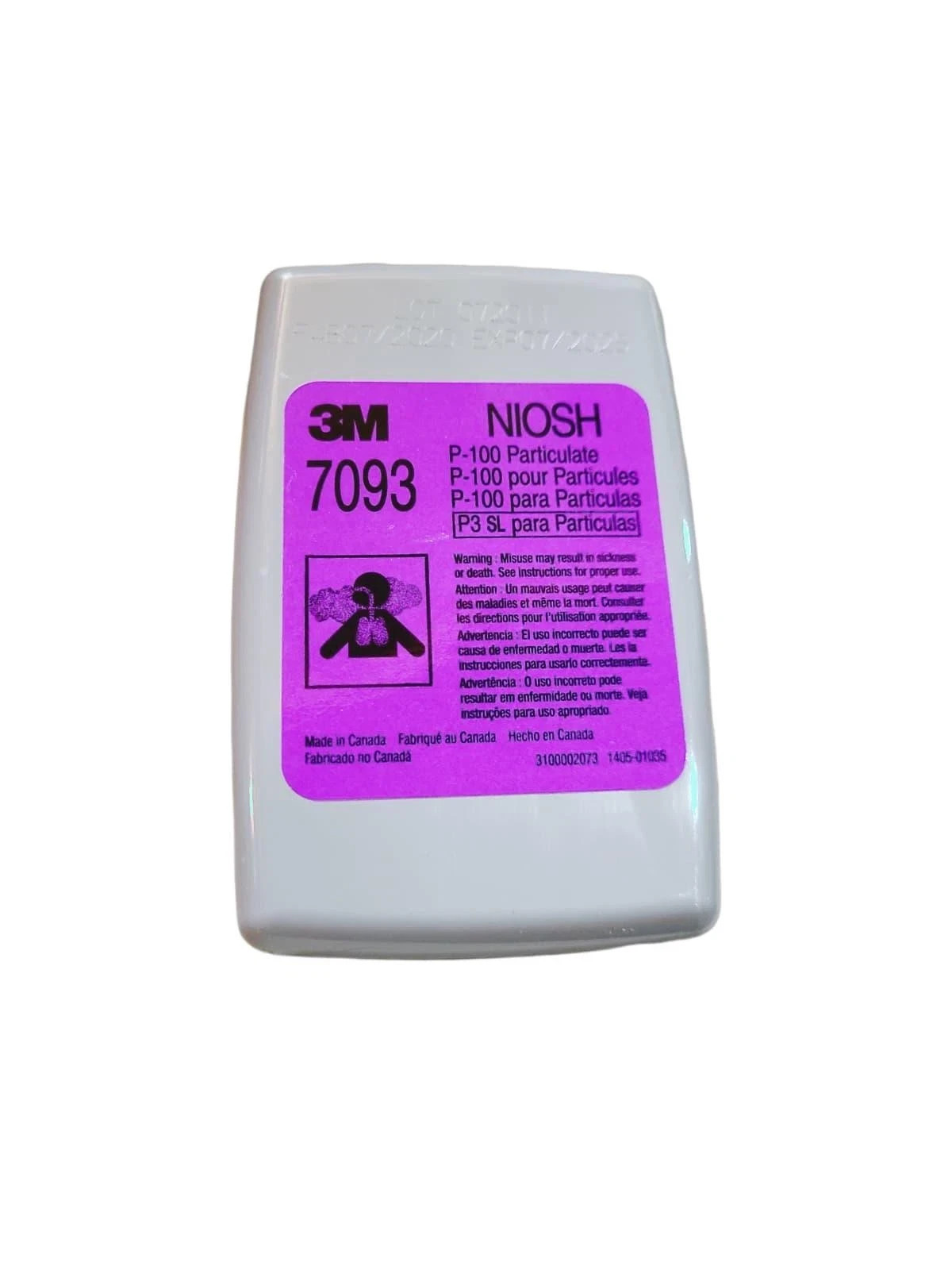 3M Particulate Filter 7093, P100, Cs of 6O (5 Boxes of 12 ea) Exp 02/2026