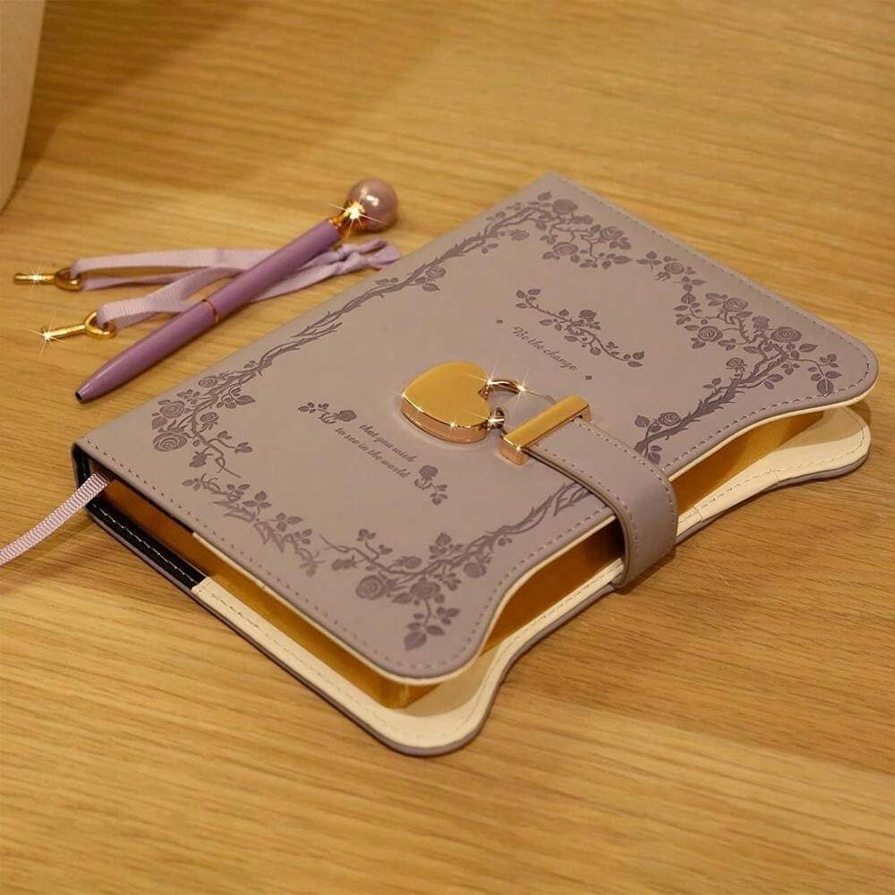 Notebook With Lock for Writing A5 Journal Diary Pen & Bookmark Lined Notebook
