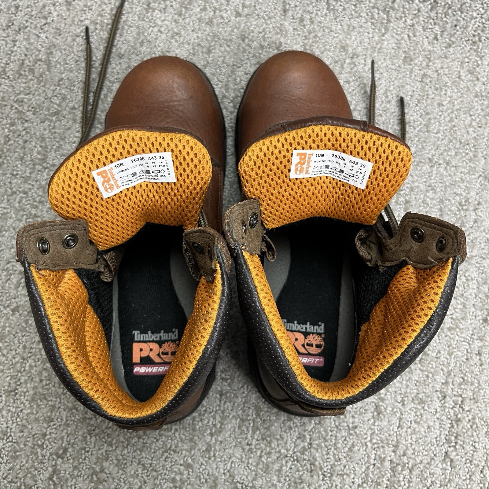 Timberland Pro358 Boots WOMEN Size 10 Brown Leather Lace Up Safety Toe Work Boot
