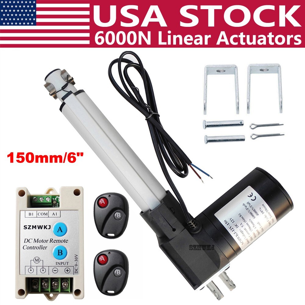 6″ 12V DC Heavy Duty 6000N Lift Linear Actuator Motor Controller Switch Kit DO