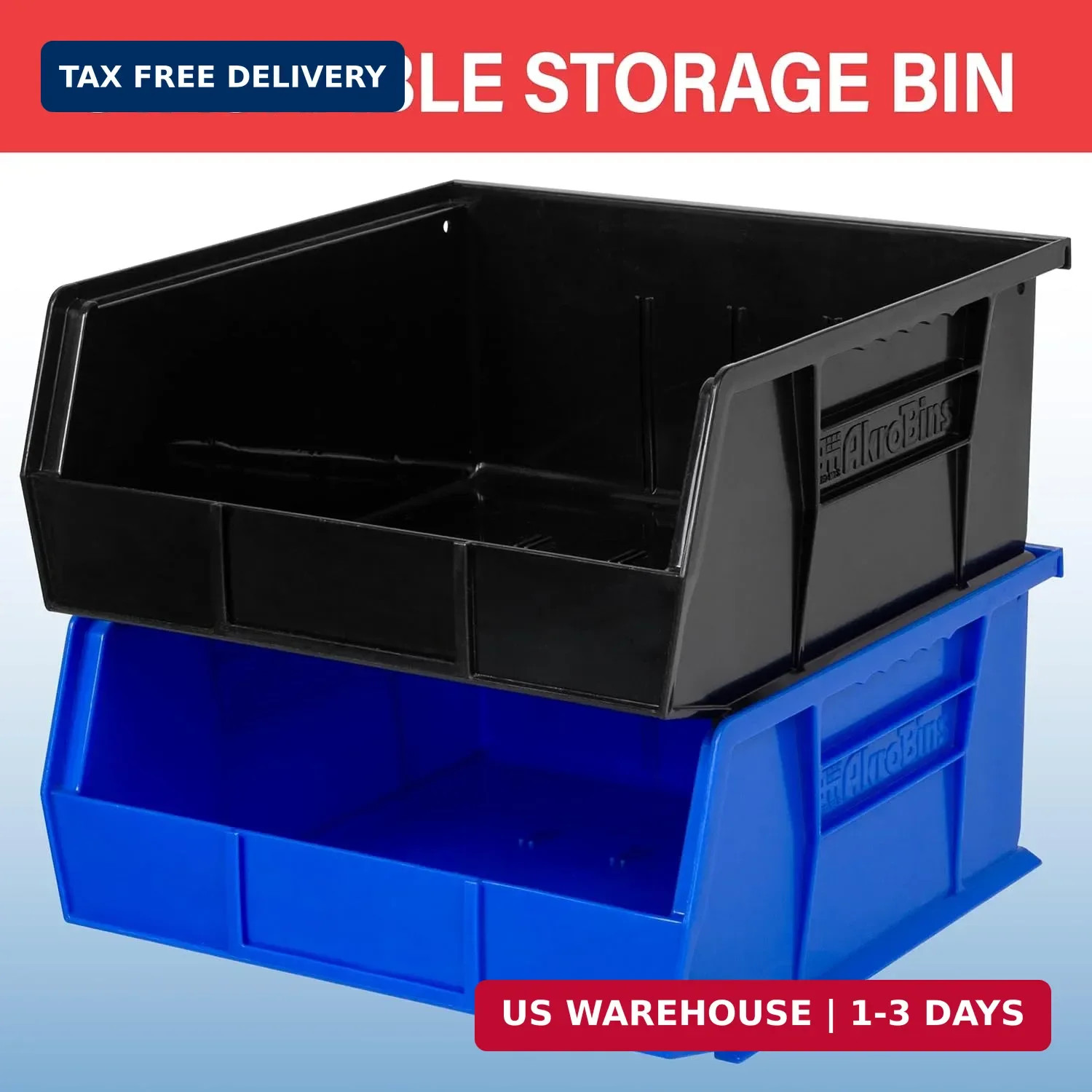 Stackable Black Storage Bins – 6-Pack for Garage & Pantry Organization