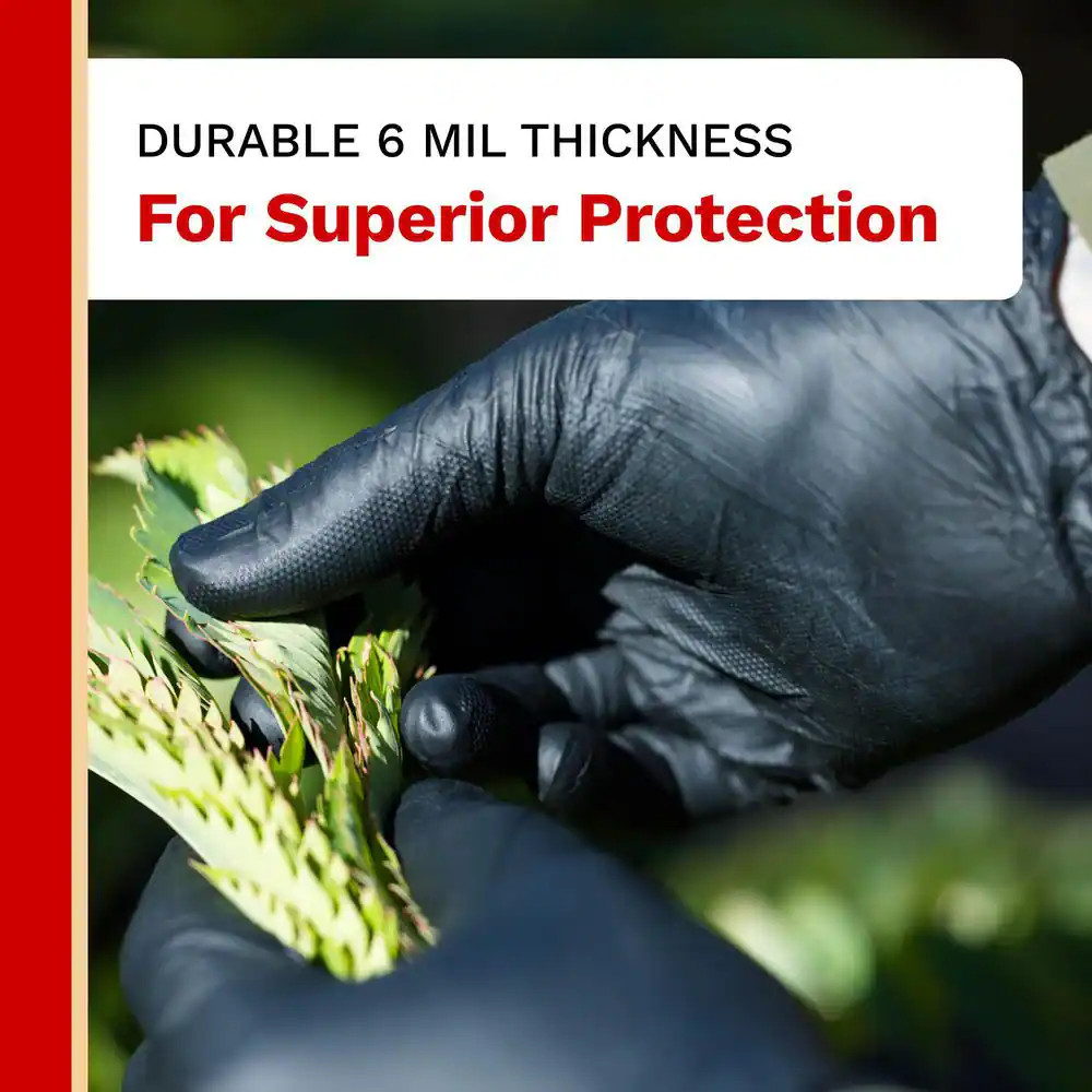 6 Mil Heavy-Duty Micro Diamond Texture Extra Large Nitrile Cleaning Gloves in Bl