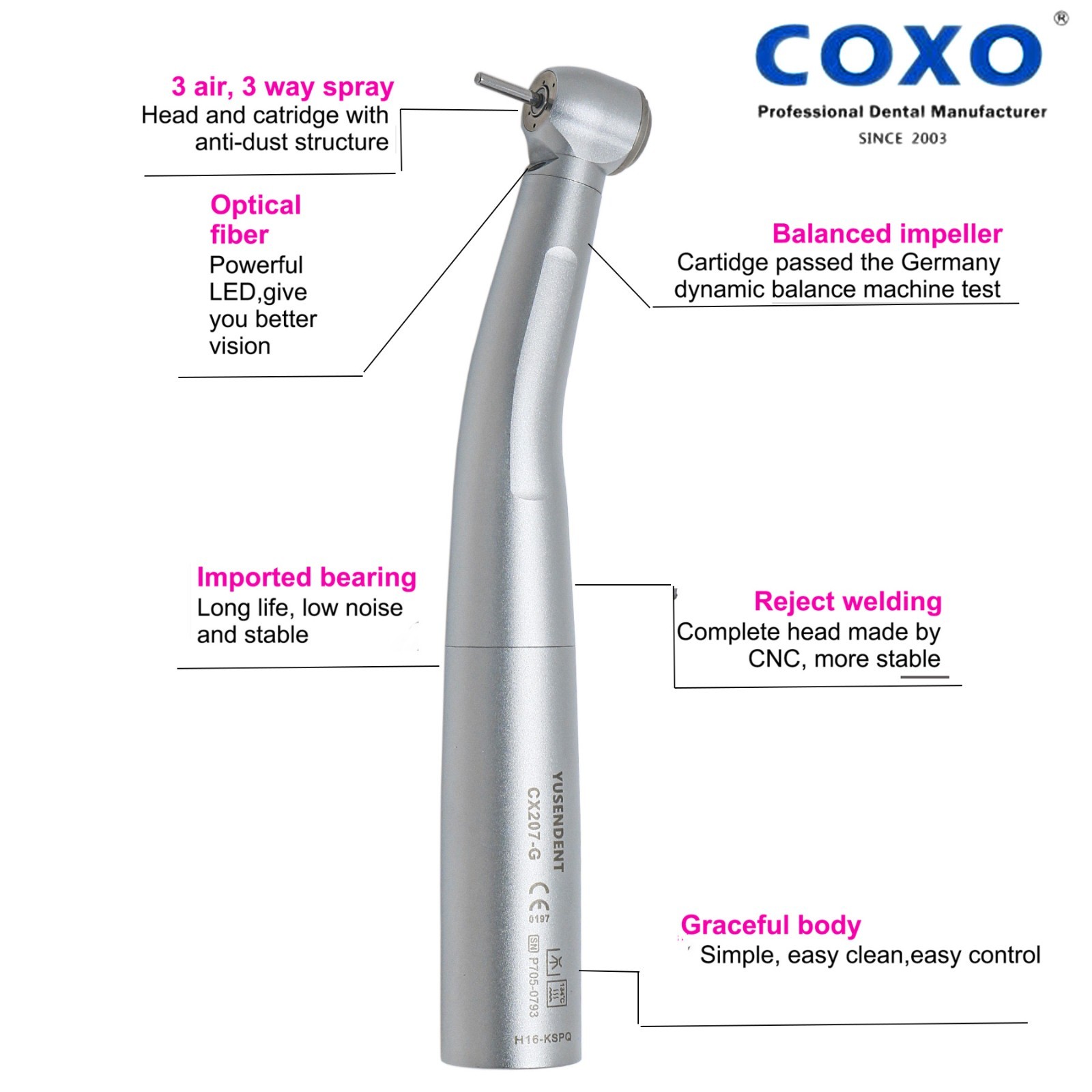 COXO Dental LED Handpiece High Speed turbine Fit KAVO MULTIflex Coupler 4/6 Hole