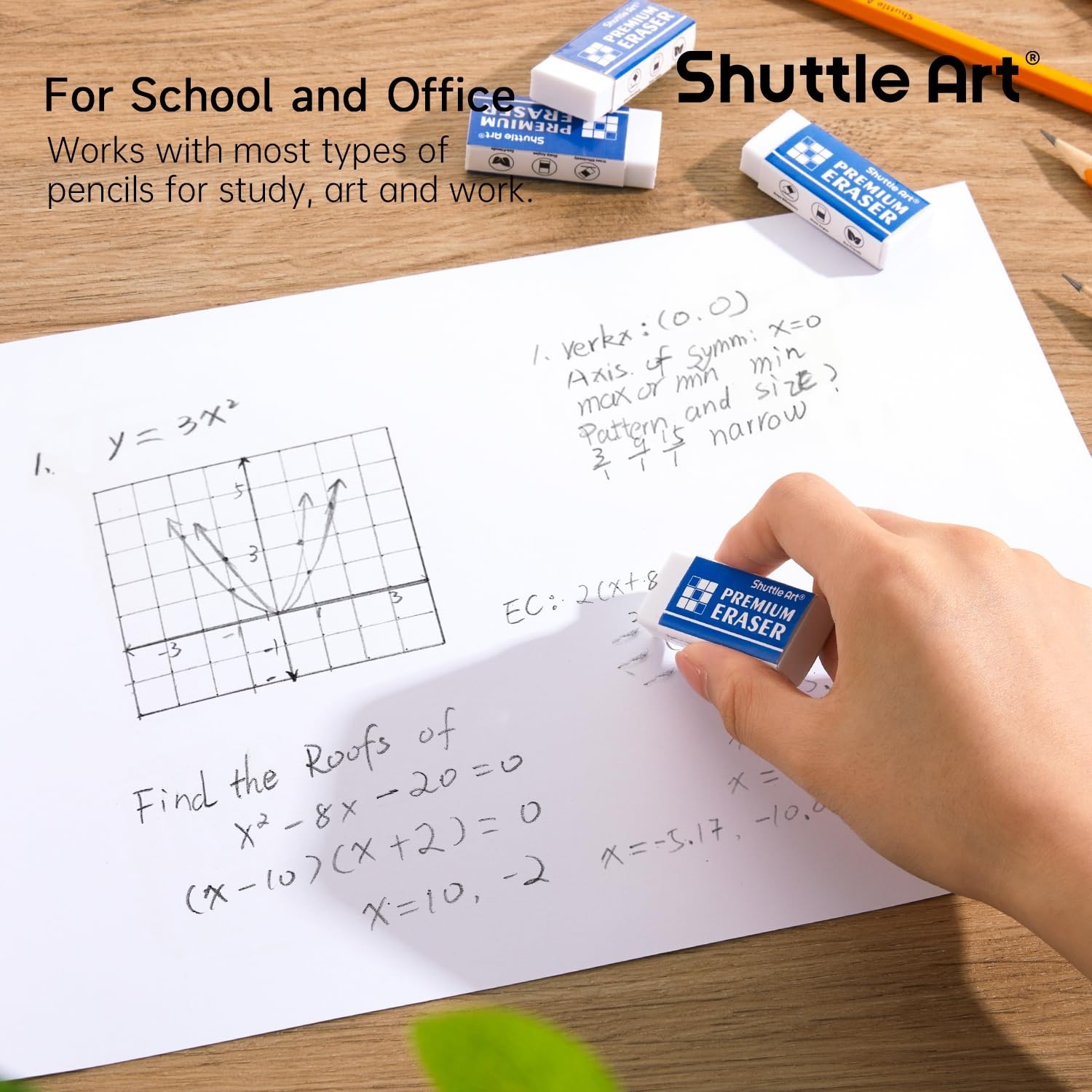 144 Pack Premium White Erasers – Bulk Classroom Set for Kids & Teachers Supplies