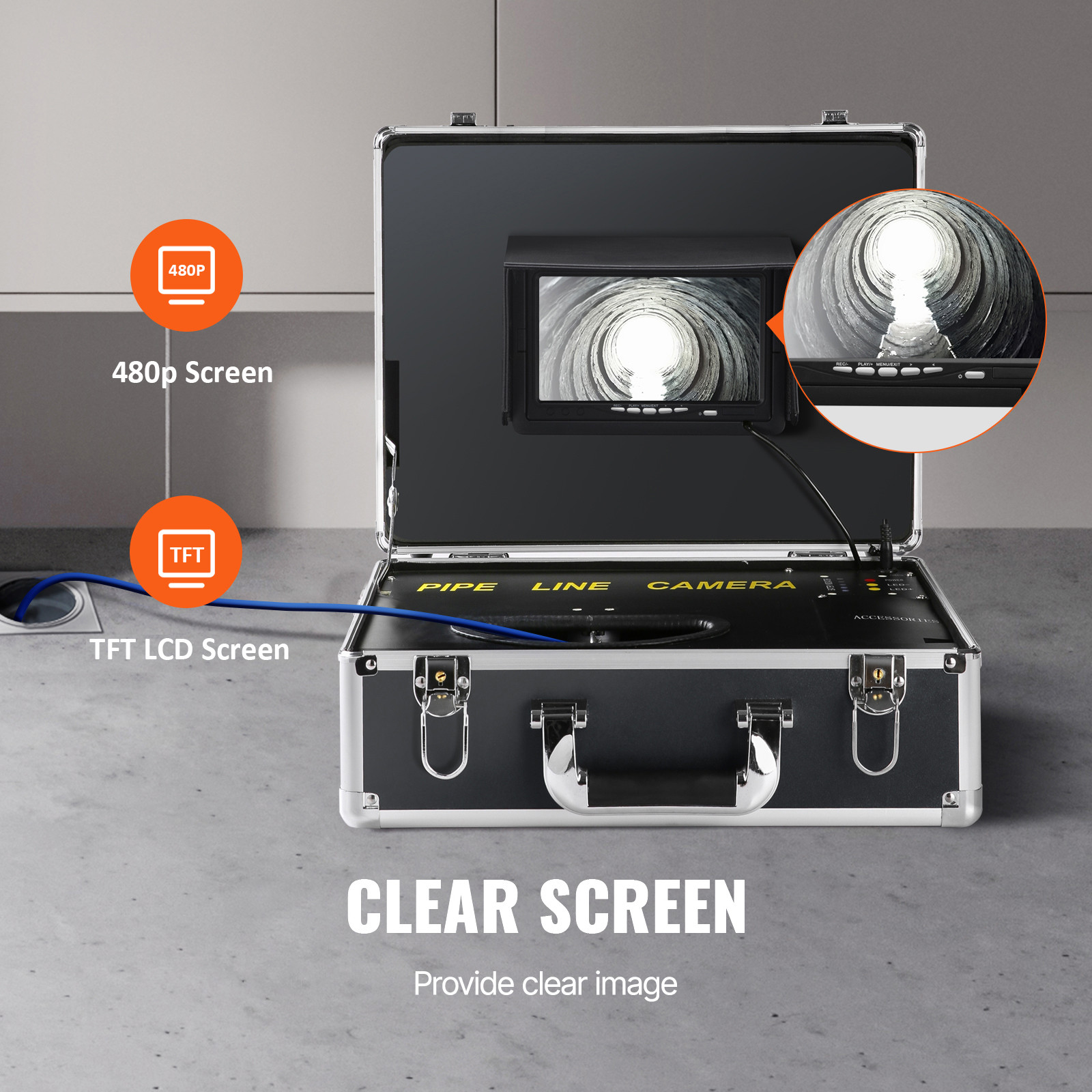 7″ 30m/100ft Sewer Camera Pipe Inspection Camera 1000TVL 512Hz Locator