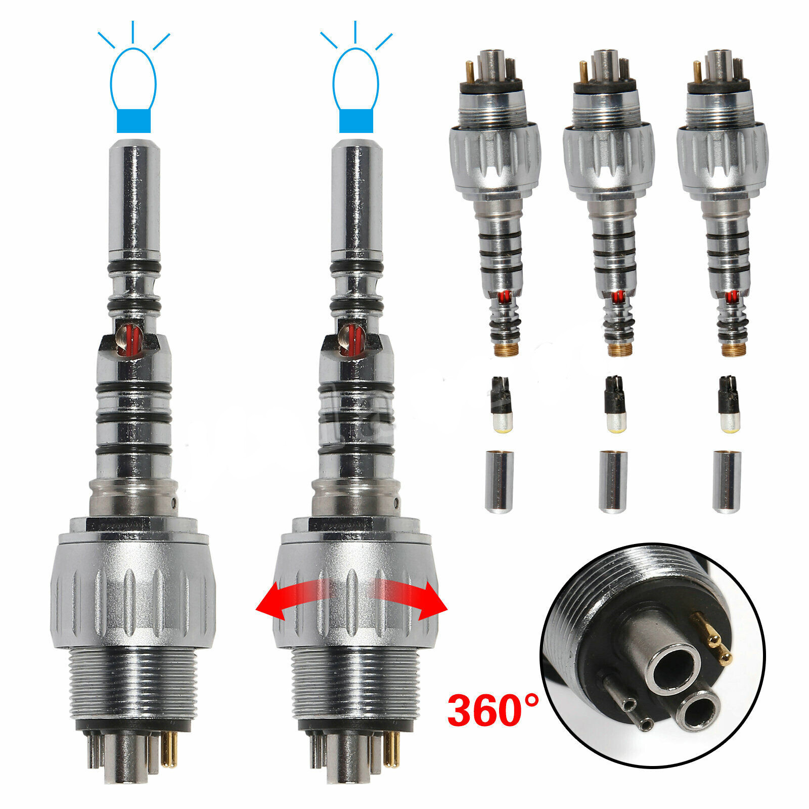 1-5*Dental LED Fiber Optic handpiece fit Kavo Multiflex Lux coupler 6 Hole OR