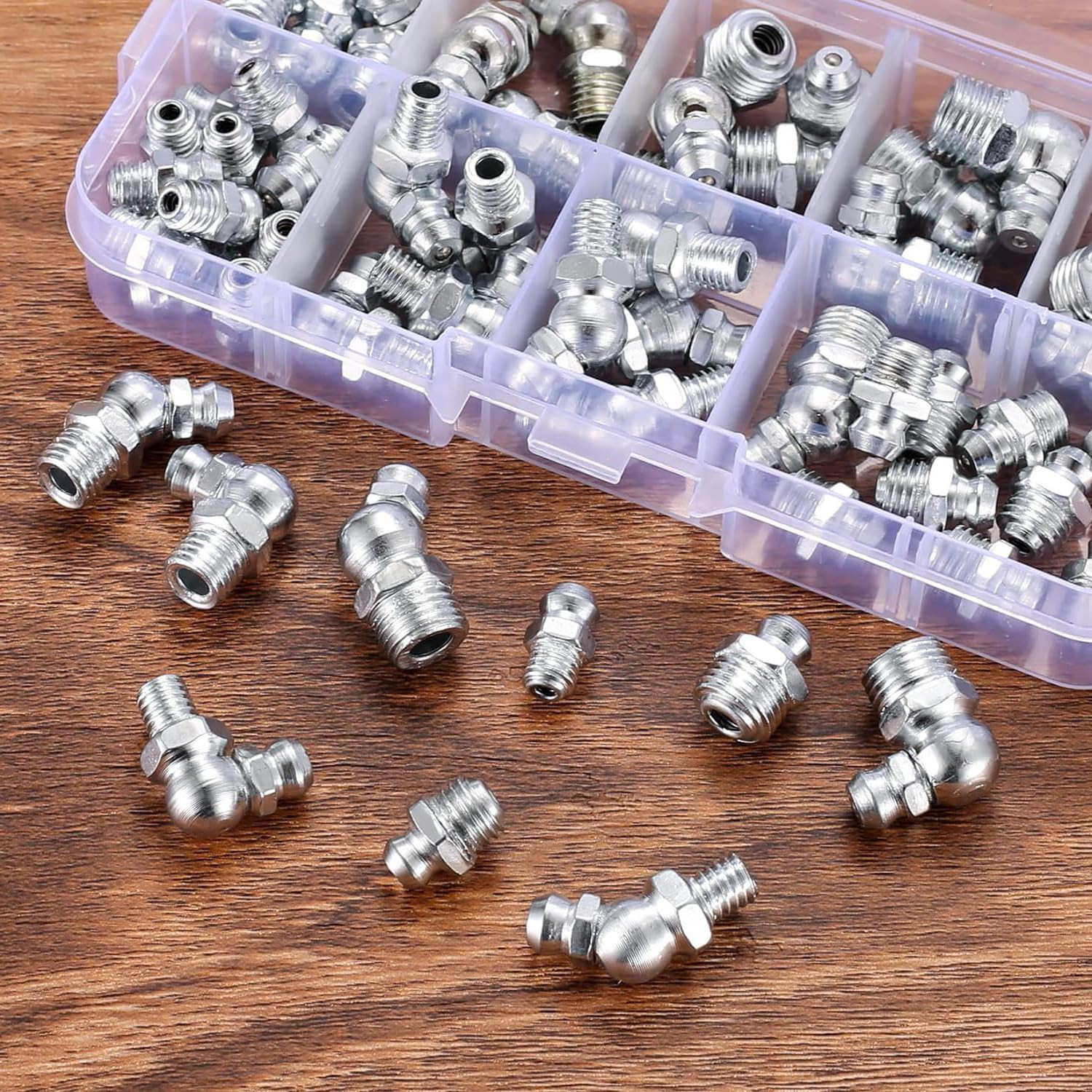 100pcs Metric & SAE Hydraulic Lubrication Grease Zerk Fittings Assortment Set