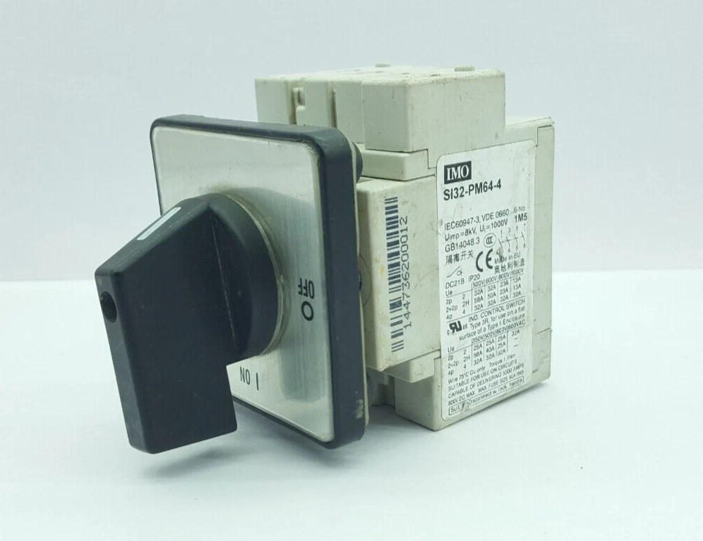 IMO SI32-PM64-4 PANEL MOUNT DC21B SWITCH IP20 NEMA 3R 4 POLE 32A 1000V