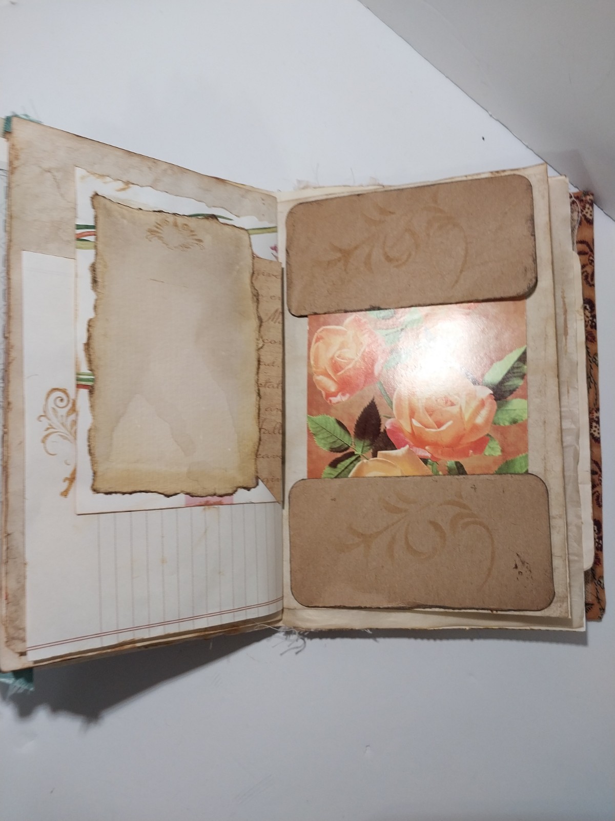 Junk Journal Boho Style Antique Vtg. Ephemera Handmade Book Lg. 9″x6.5″ 116 Pg.