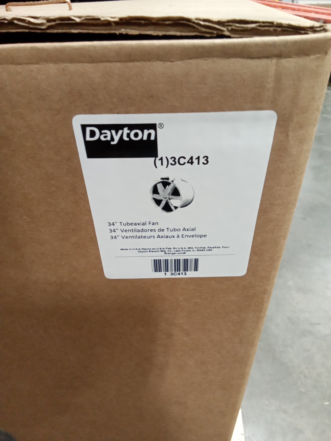 Dayton 166208A Steel 37″Dia 29″L 42.86″H Tubeaxial Fan