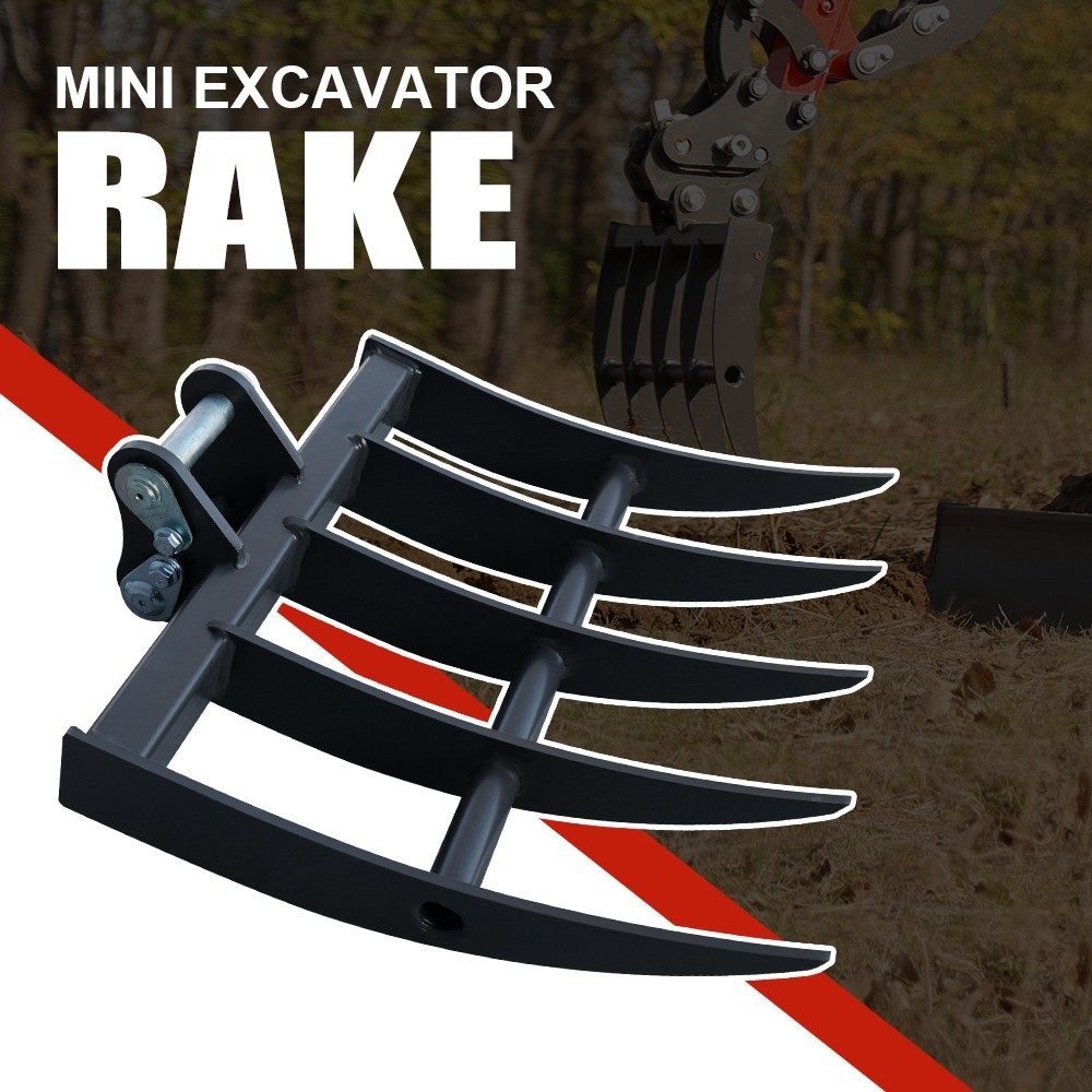 HUAYEE Mini Excavator 500mm Rake Attachment for 1-3 ton Digger with pinsx2