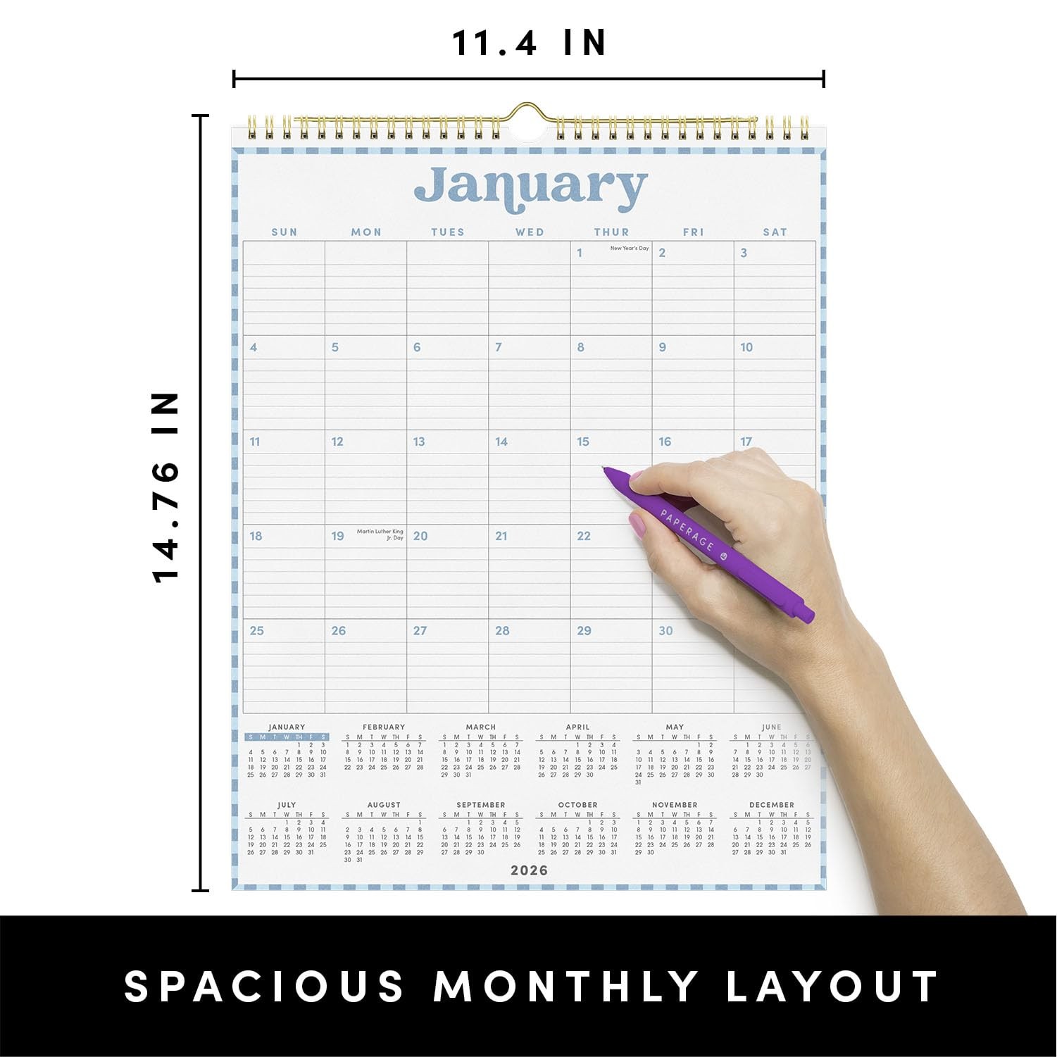 PAPERAGE 2026 Calendar, 12 Months (January Medium (Vertical) 2026, Pastel