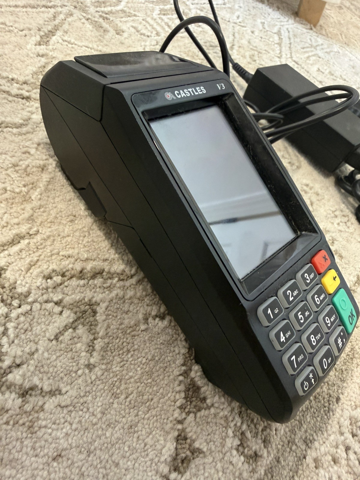 CASTLES V3 Vega3000-HW-v1.3 -Credit Card Terminal w Power Cord – WORKS!