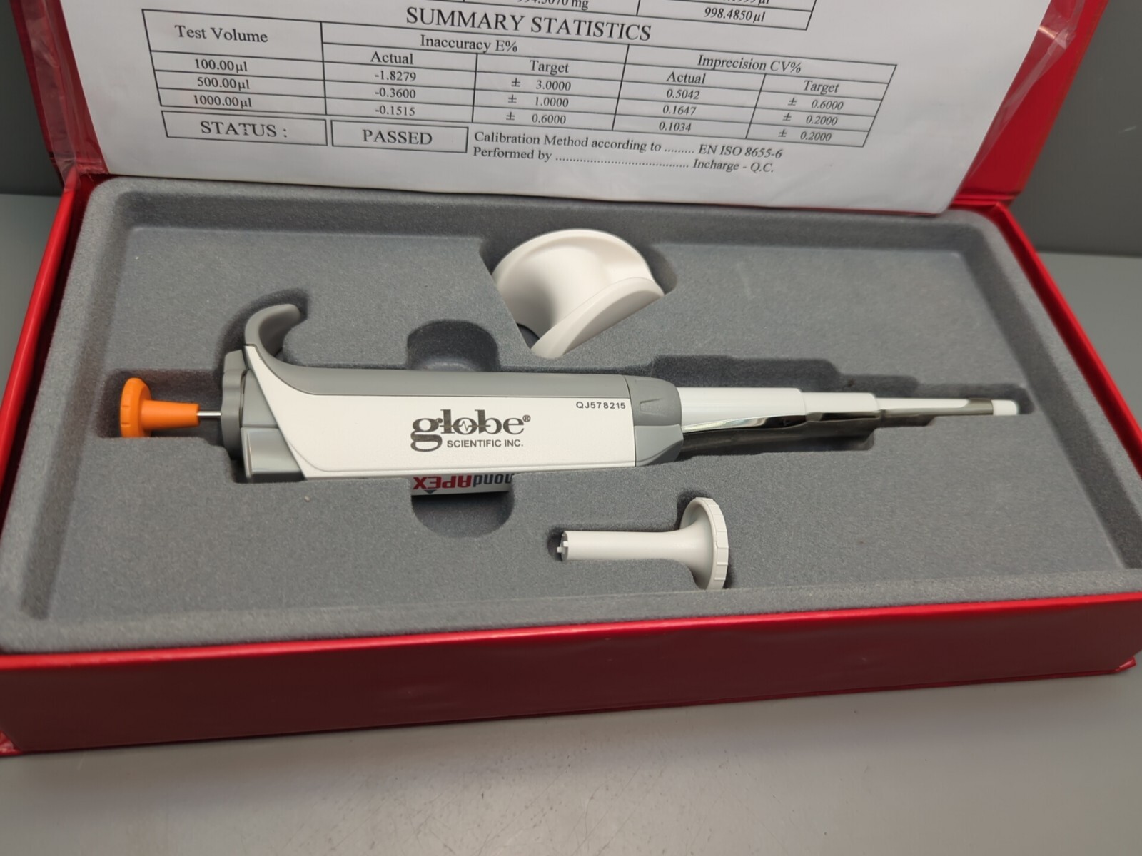 Globe Scientific 3351-1000- Pipette, Diamond Apex Fully Autoclavable, Adjustable