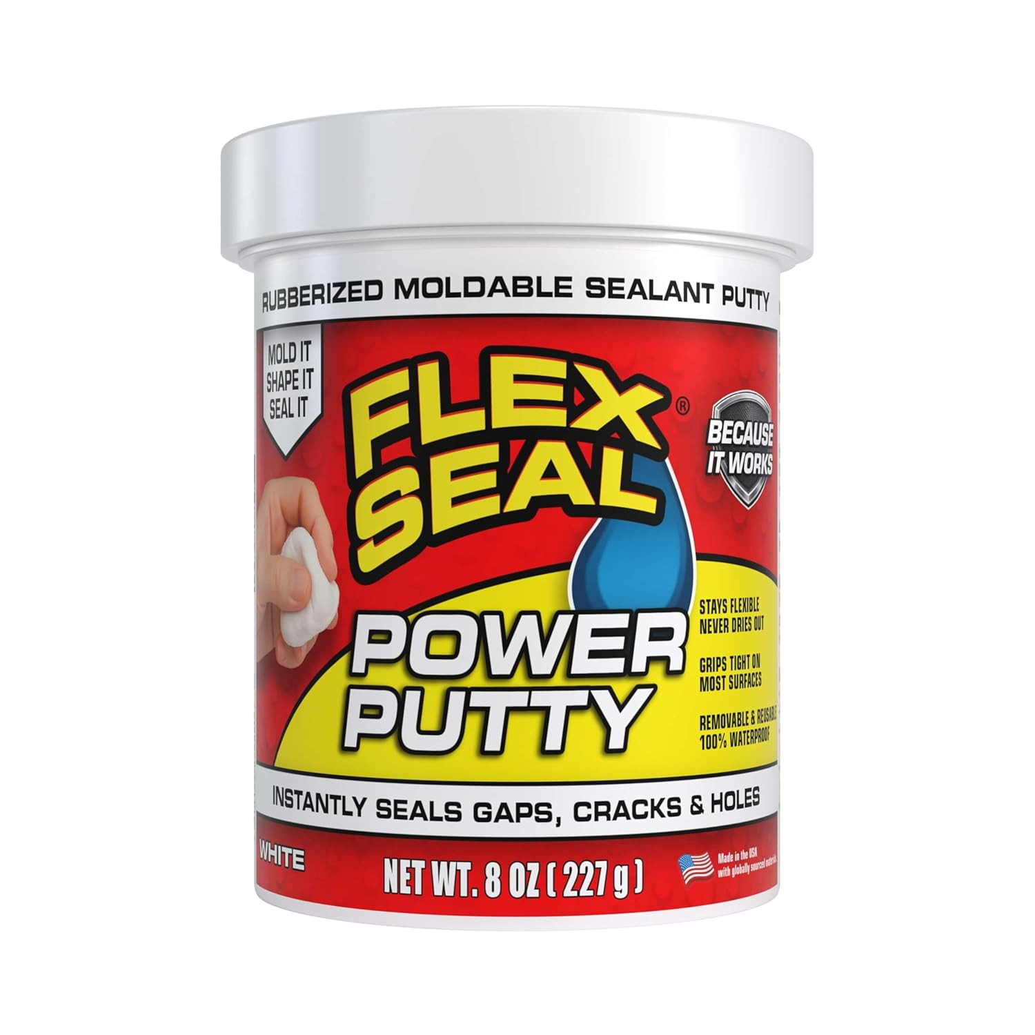 Flex Seal Power Putty, Moldable Waterproof Rubberized Sealant, Instantly Fills G
