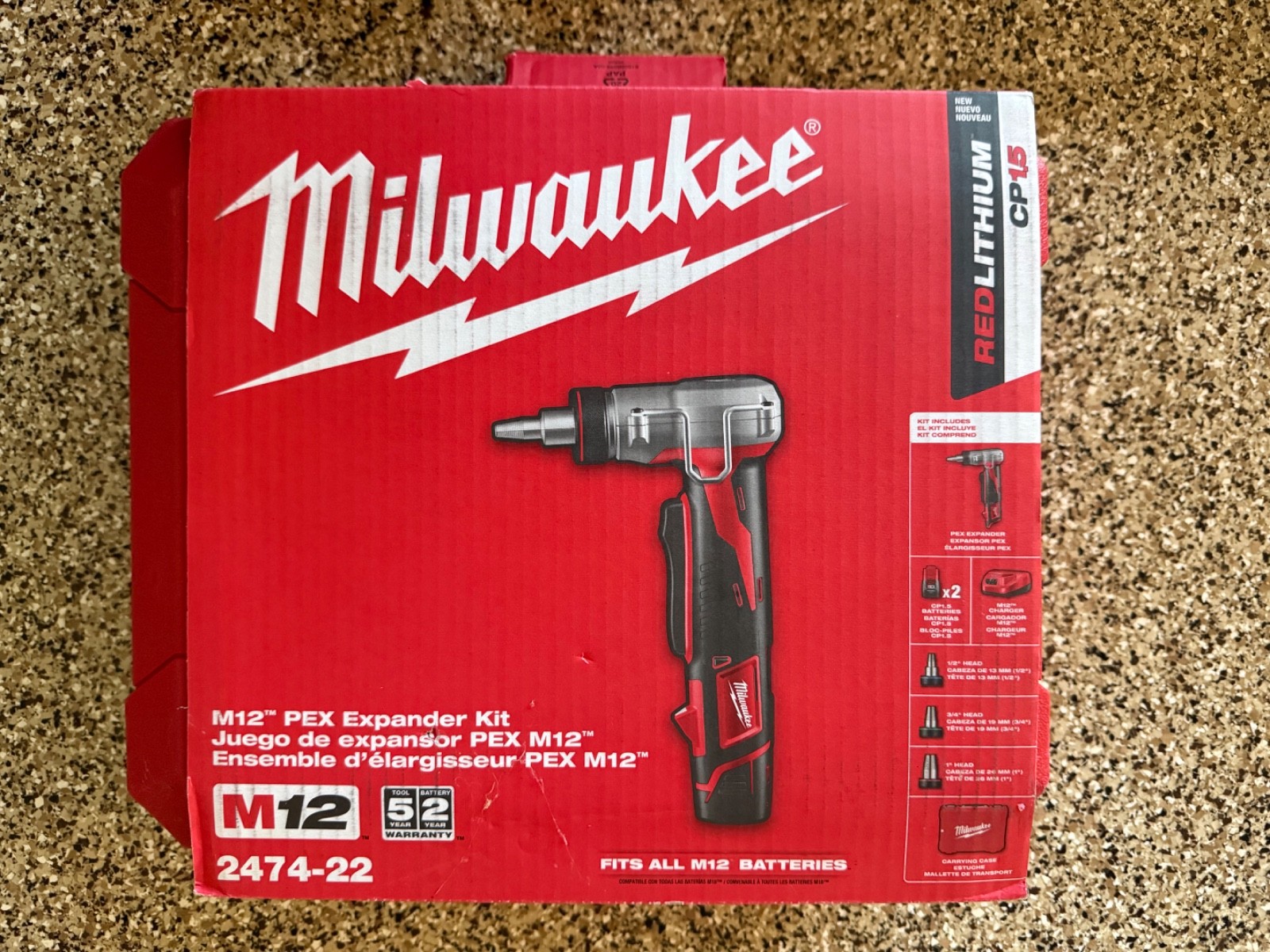 Milwaukee 2474-22 Cordless PEX Expansion Tool Kit M12 Plumbing Pipe 5.0 battery