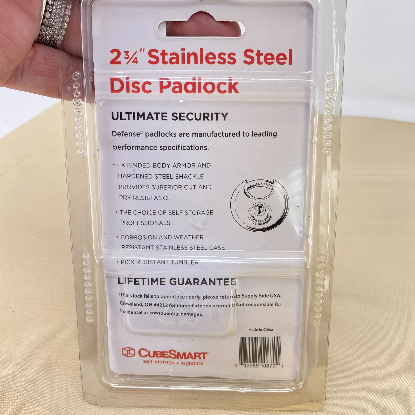 CubeSmart Stainless Steel 2 ¾» Disc Padlock CS-670 Lock
