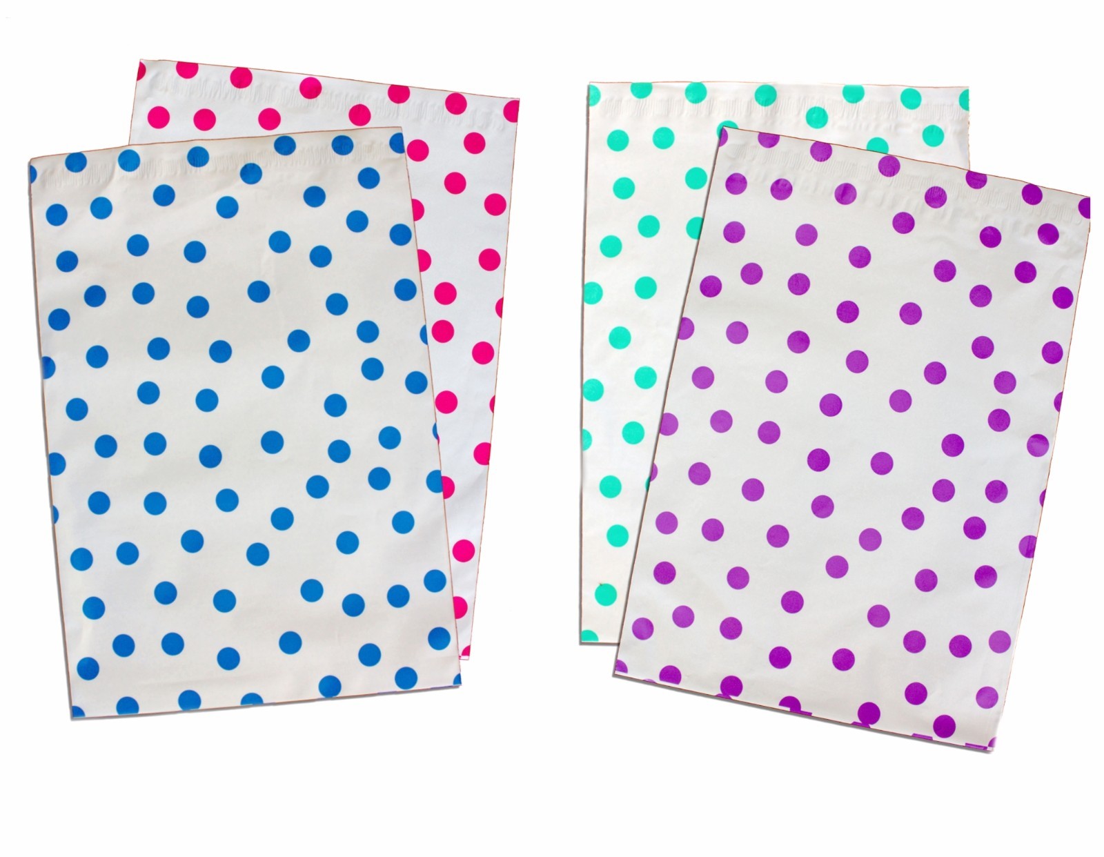 10″ x 13″ Pink|Teal|Purple|Blue Polka Dot -Flat Poly Mailers (50 Pack)