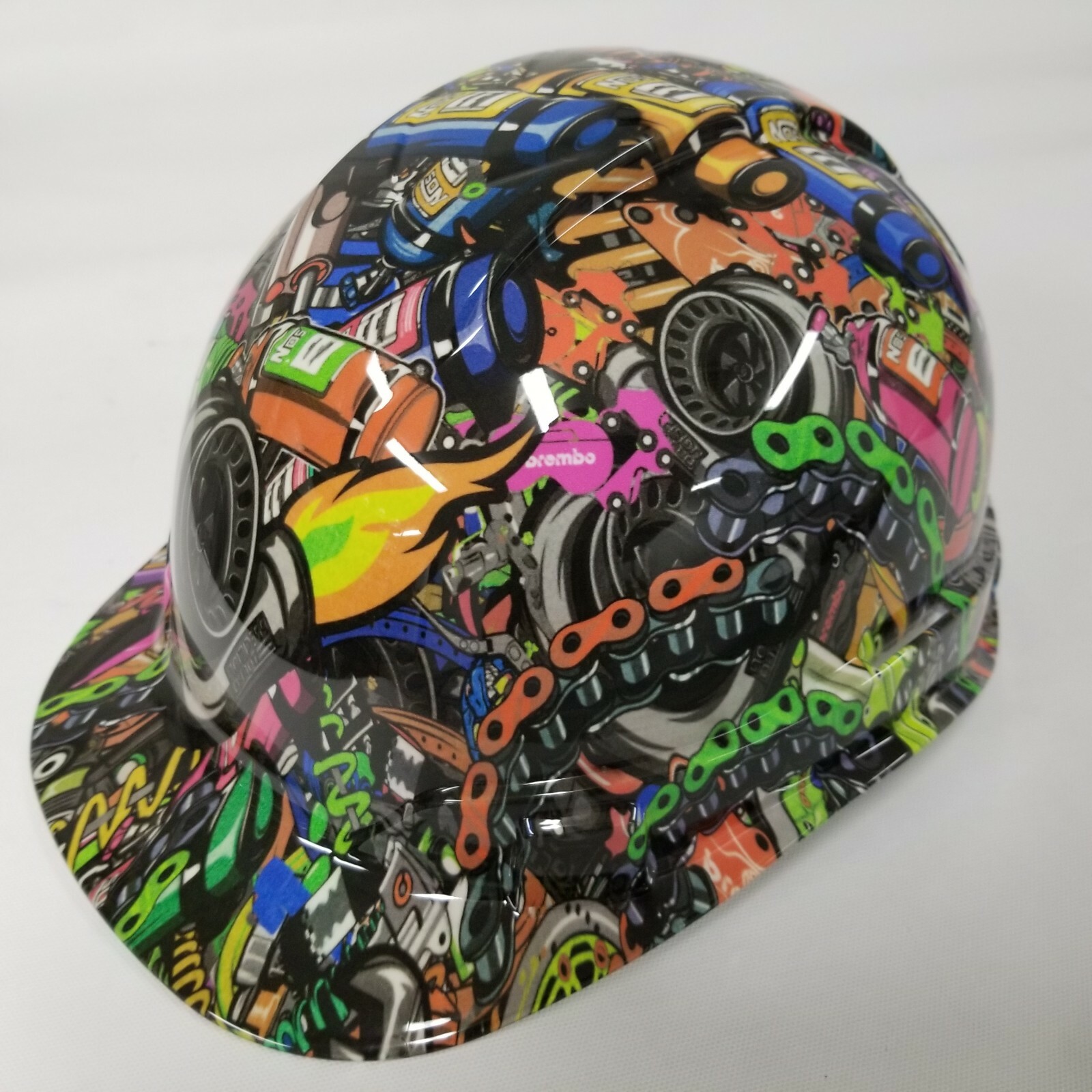 Hard Hat custom hydro dipped , OSHA approved CAP STYLE, TUNER STICKER BOMB TURBO