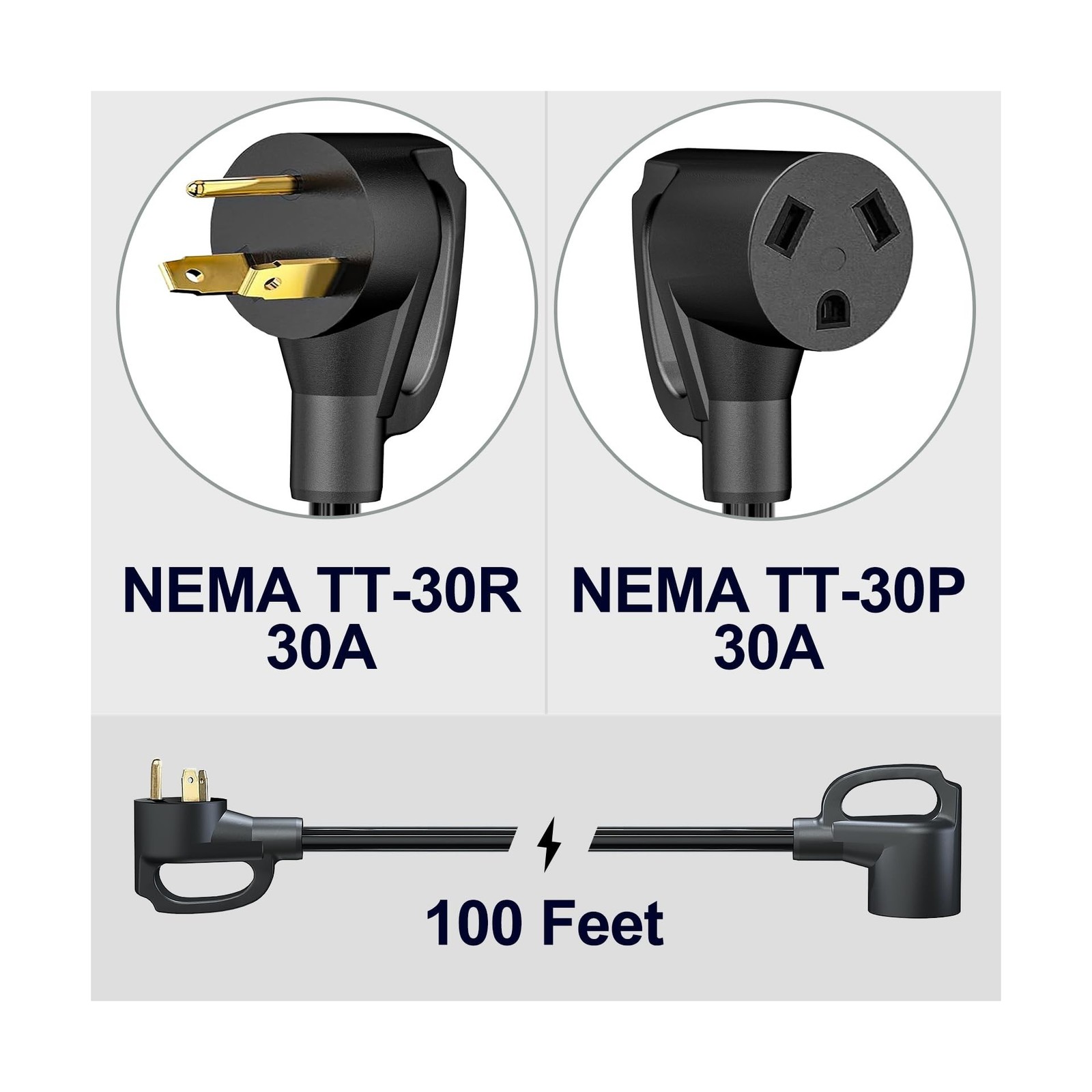 STRIGHT 100FT RV Extension Cord 30 Amp, RV Power Extension Cord NEMA TT-30P M…