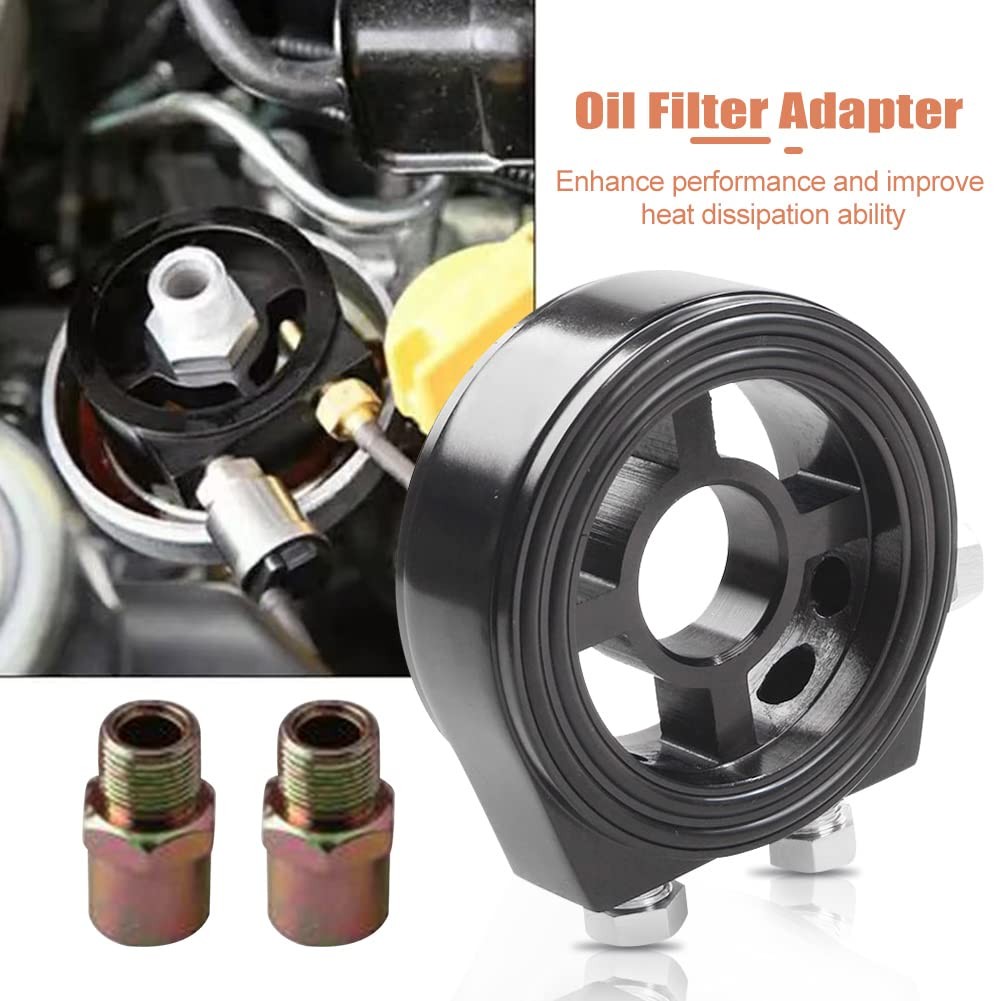 Oil Filter Sandwich Plate Thread Adapter, Universal Aluminum Oil Pressure Tem…