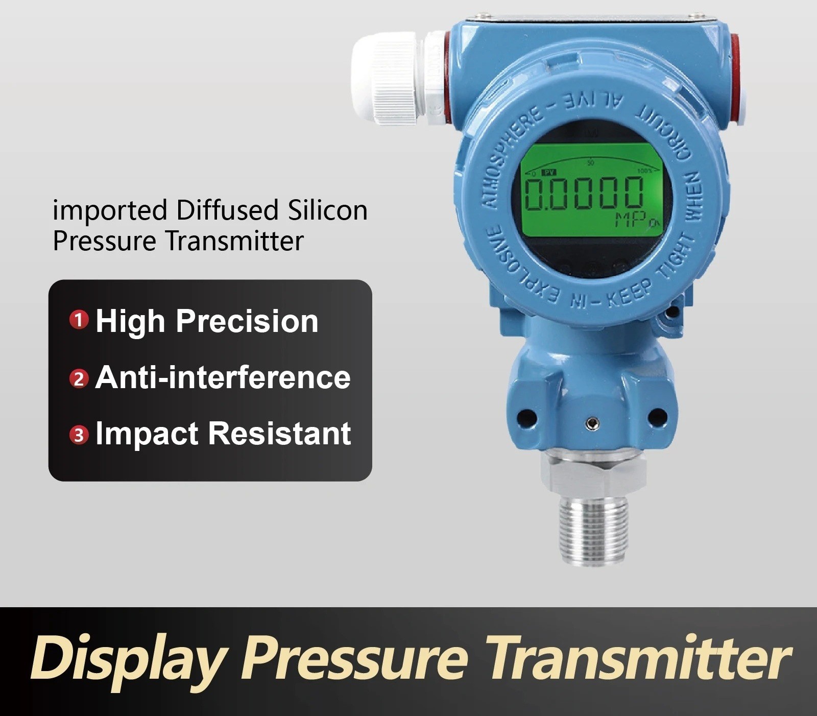 Digital Pressure Transmitter 4-20mA Output SS High Accuracy 0.5% FS YB2088